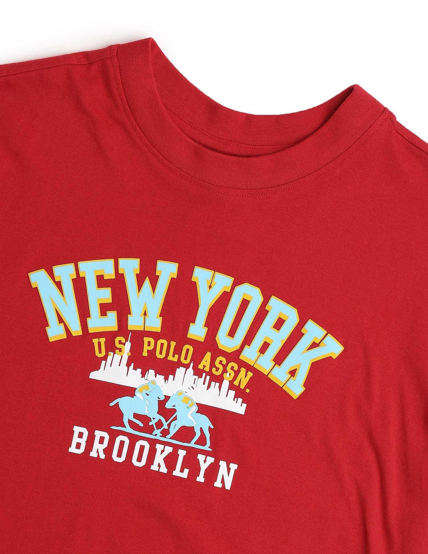 Boxy Fit Typography Printed T-Shirt Red - U.S. POLO ASSN. | Large