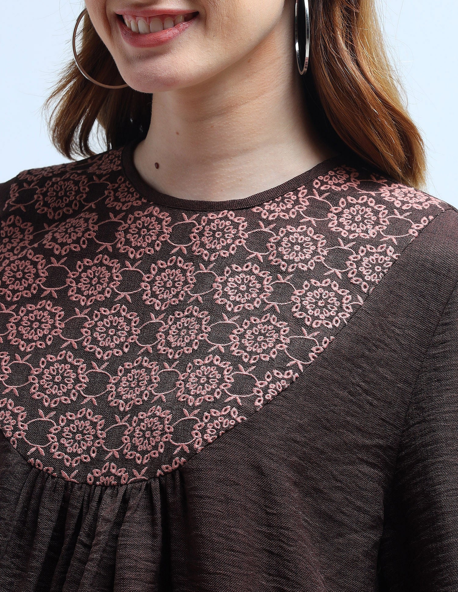 Loose Fit Yoke Embroidered Top Brown - U.S. POLO ASSN. | Large