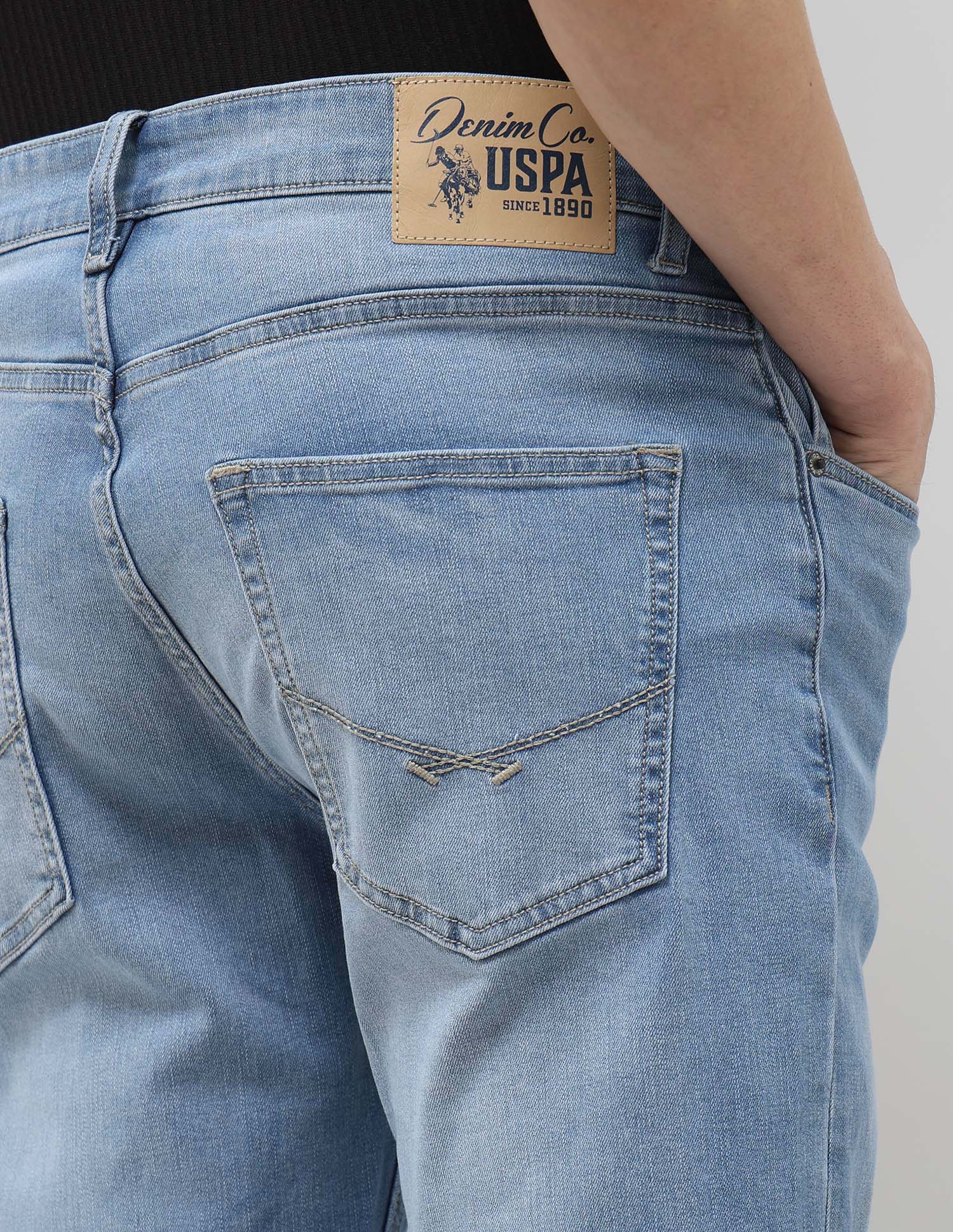 Harold Slim Straight Fit Blue Jeans Light Indigo - U.S. POLO ASSN. | Large