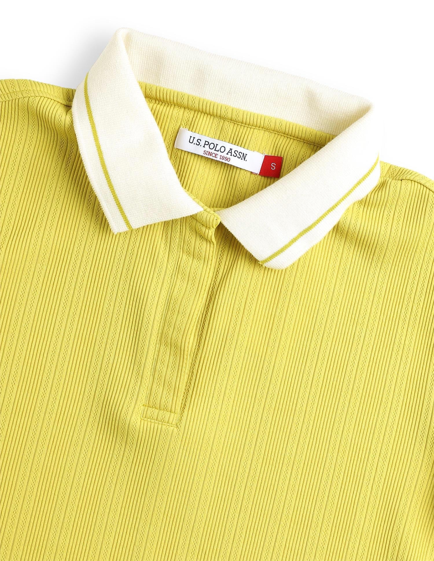 Textured Vertical Striped Regular Fit Polo Shirt Lime Green - U.S. Polo Assn. India | Large