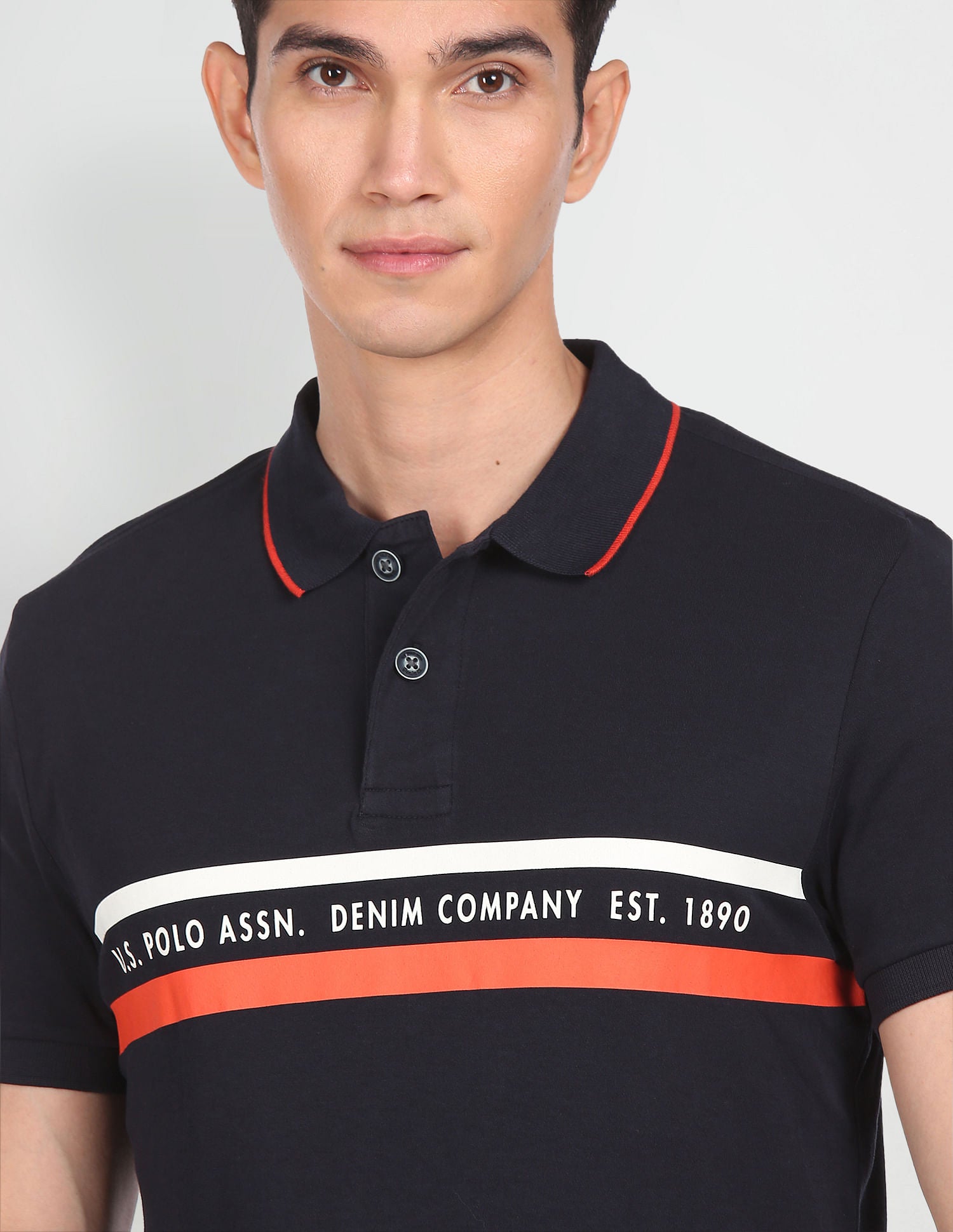 Pure Cotton Striped Polo Shirt Navy - U.S. Polo Assn. India | Large