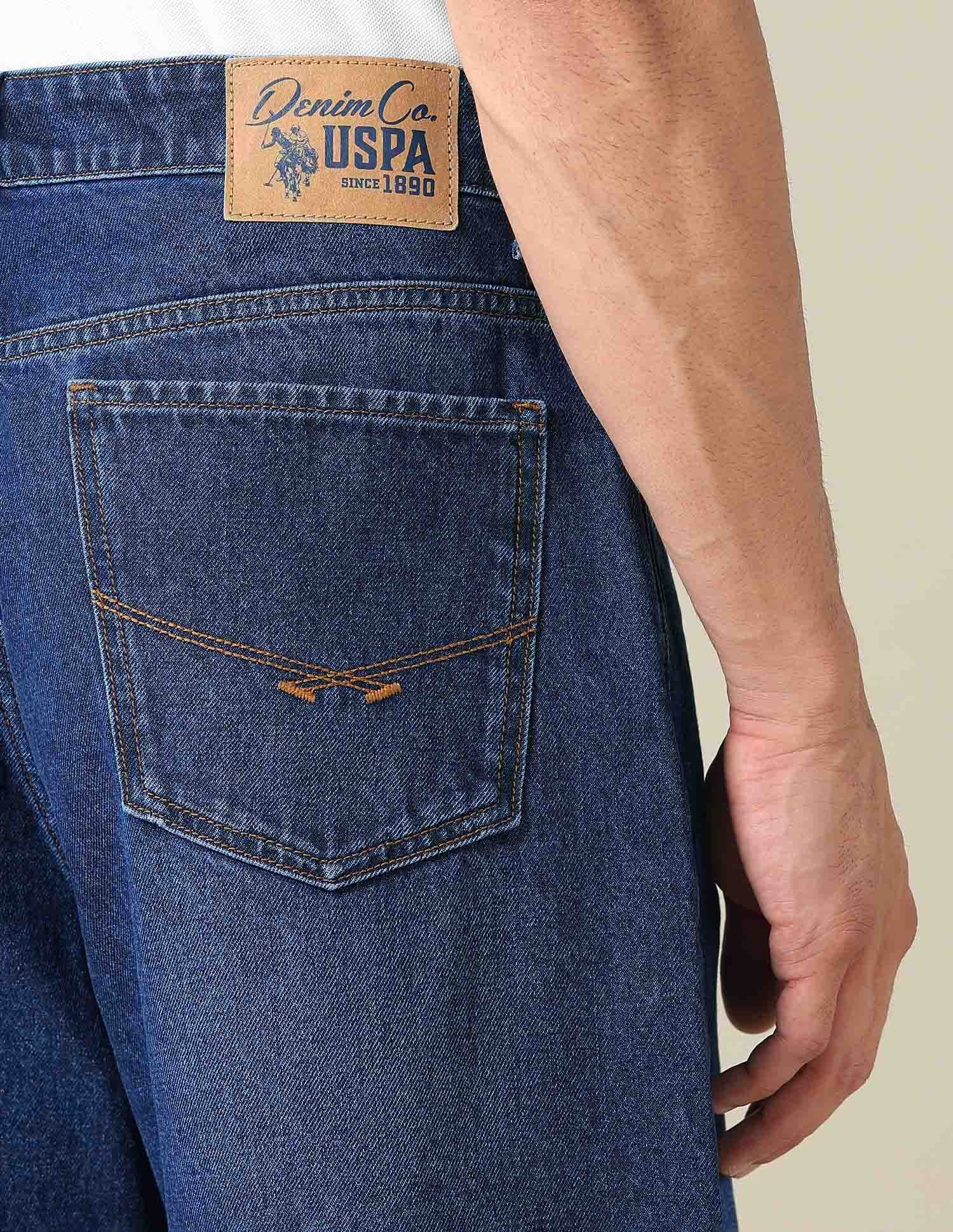 Mid Rise Solid Denim Shorts Dark Blue - U.S. POLO ASSN. | Large