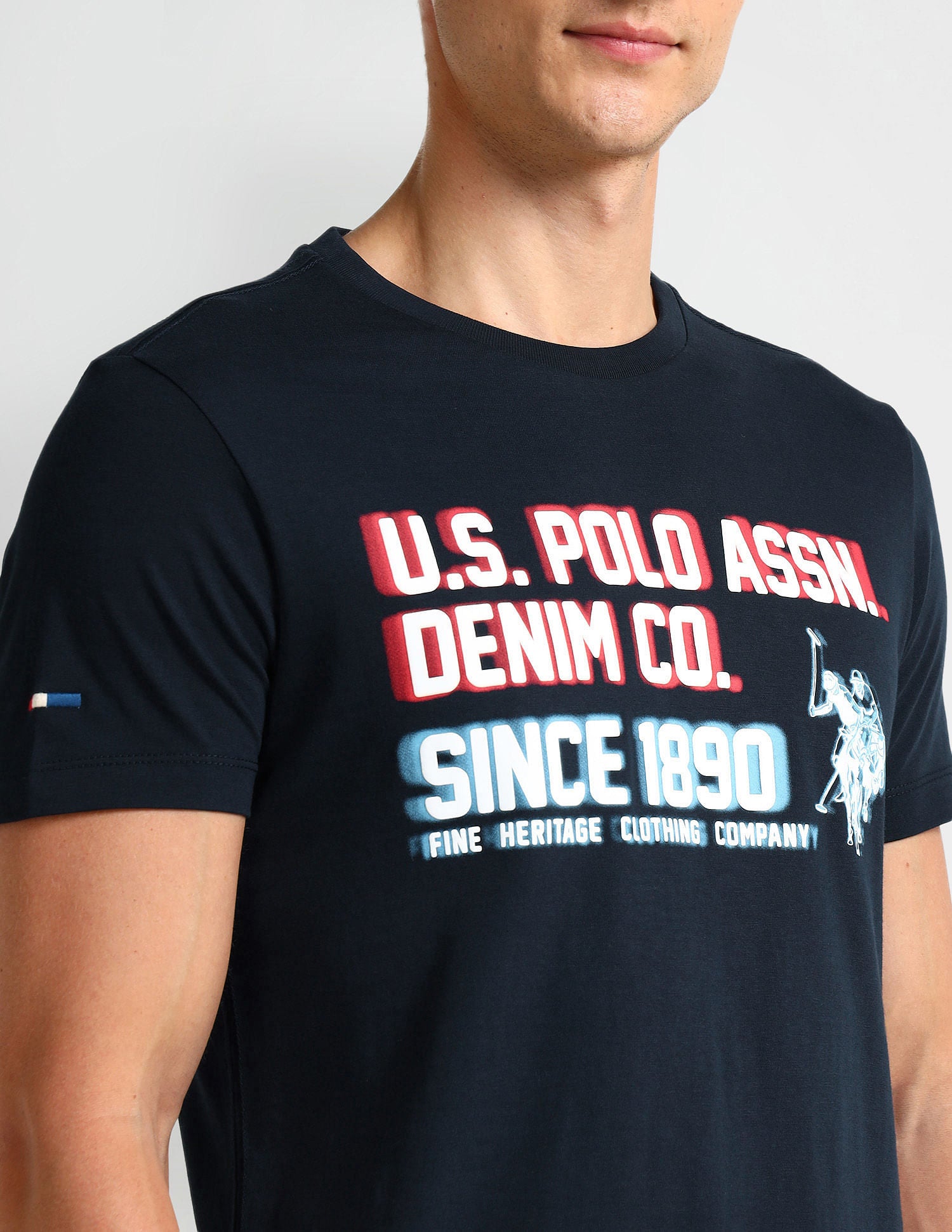 Muscle Fit Typography T-Shirt White - U.S. Polo Assn. India | Large