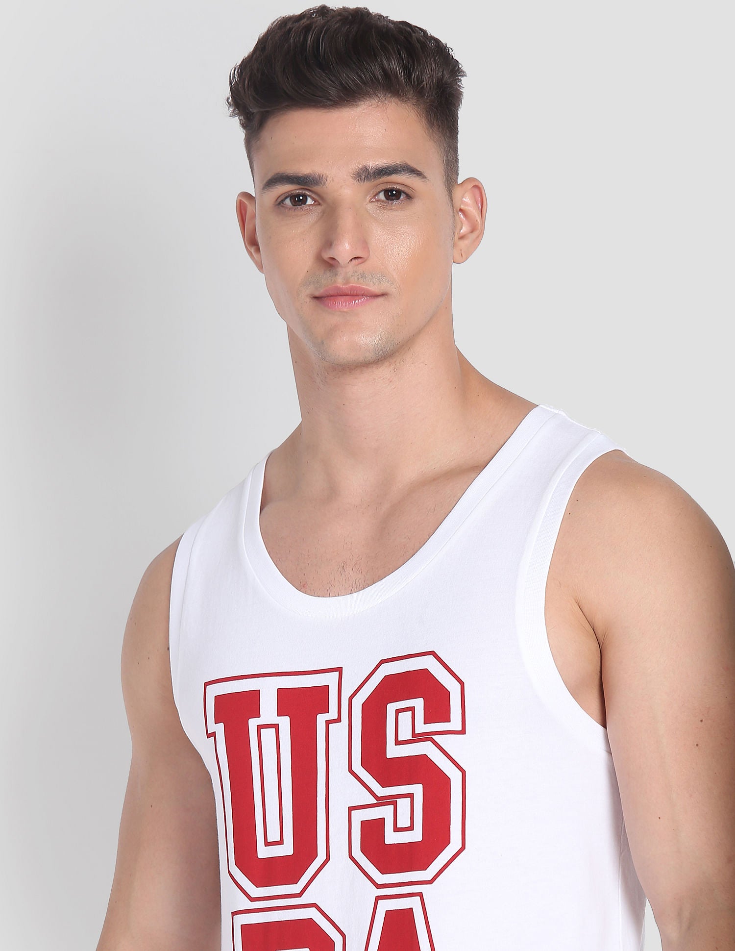 Brand Print Cotton IYBD Vest - Pack Of 1 White - U.S. POLO ASSN. | Large