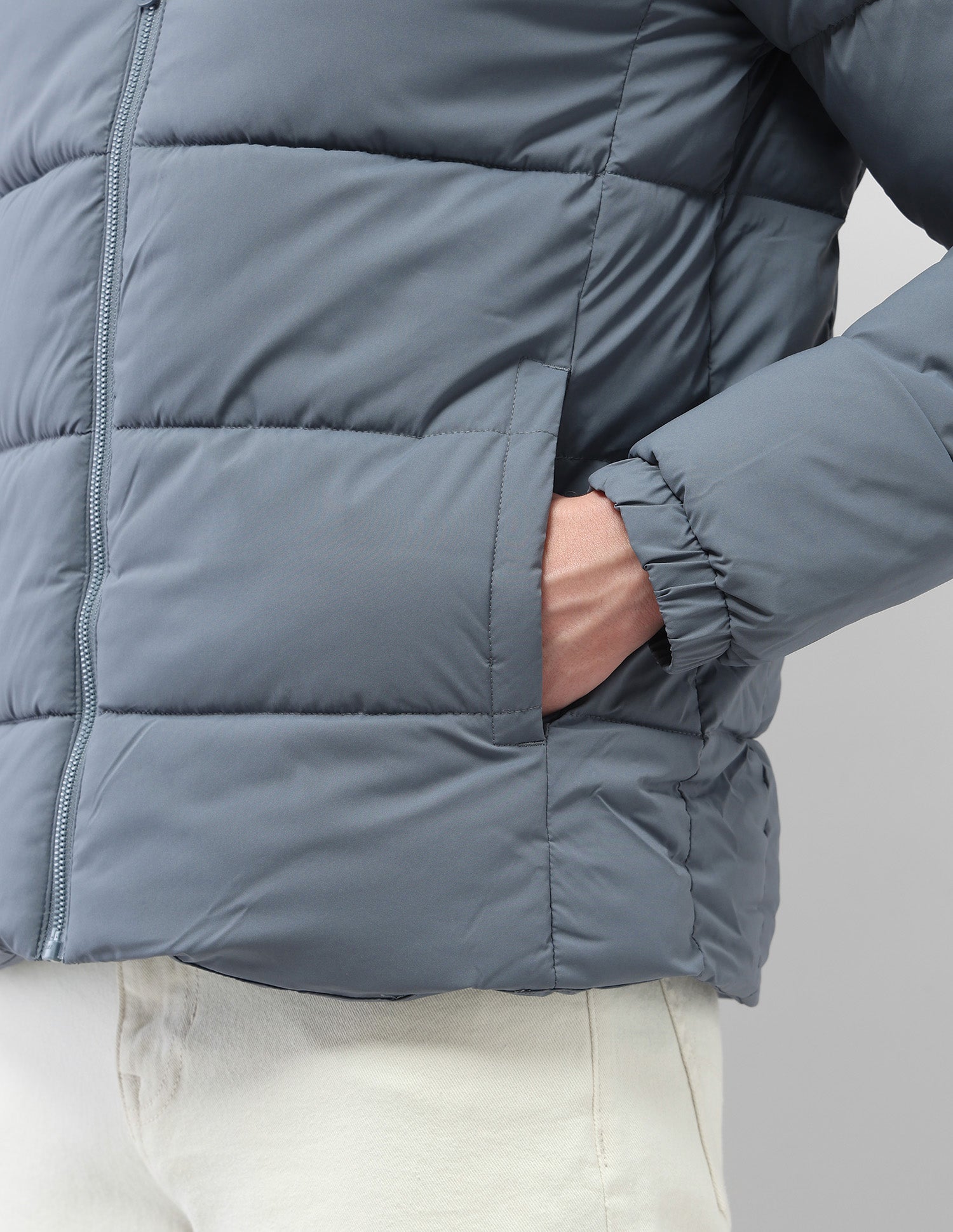 Detachable Hood Puffer Jacket Grey - U.S. Polo Assn. India | Large