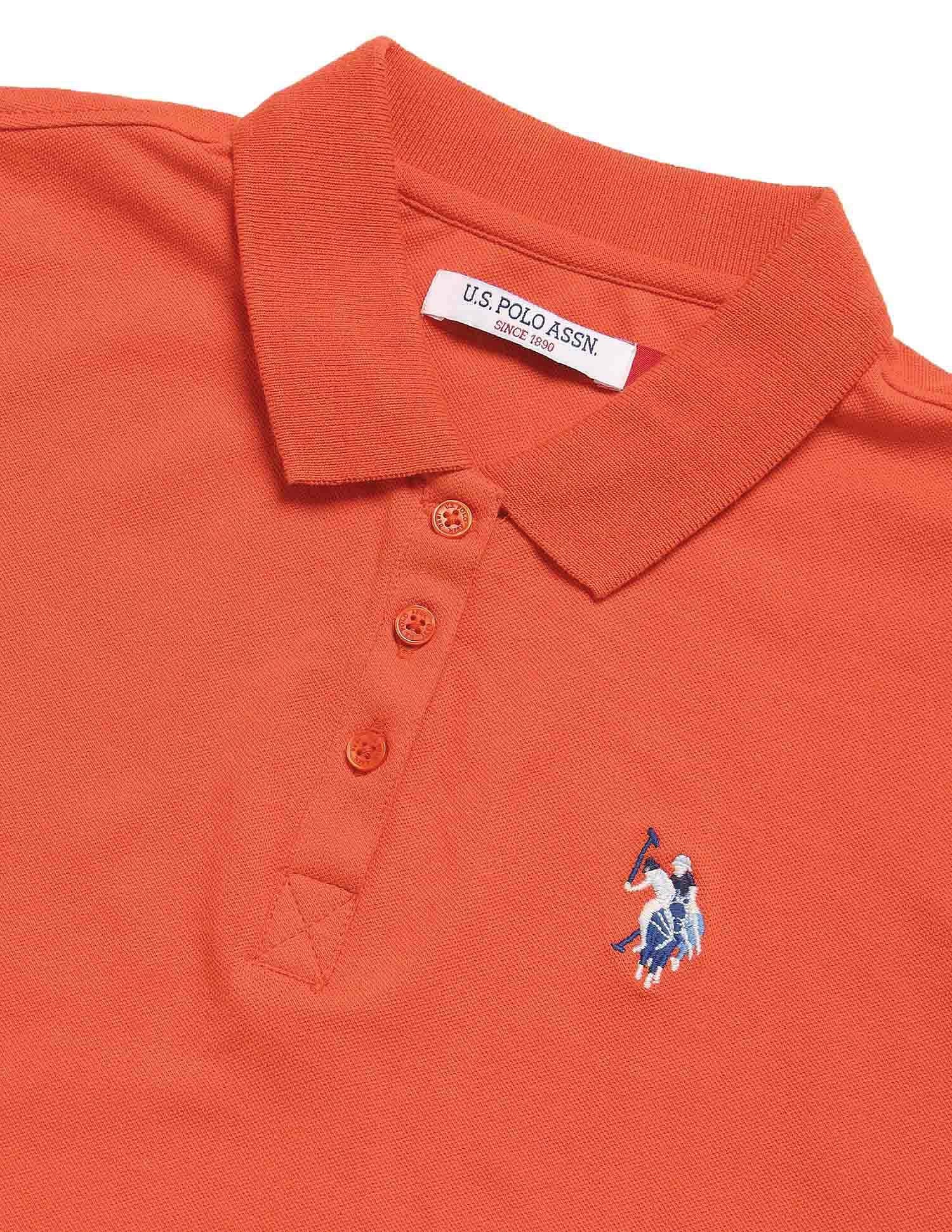 Regular Fit Solid Polo Shirt Orange - U.S. Polo Assn. India | Large