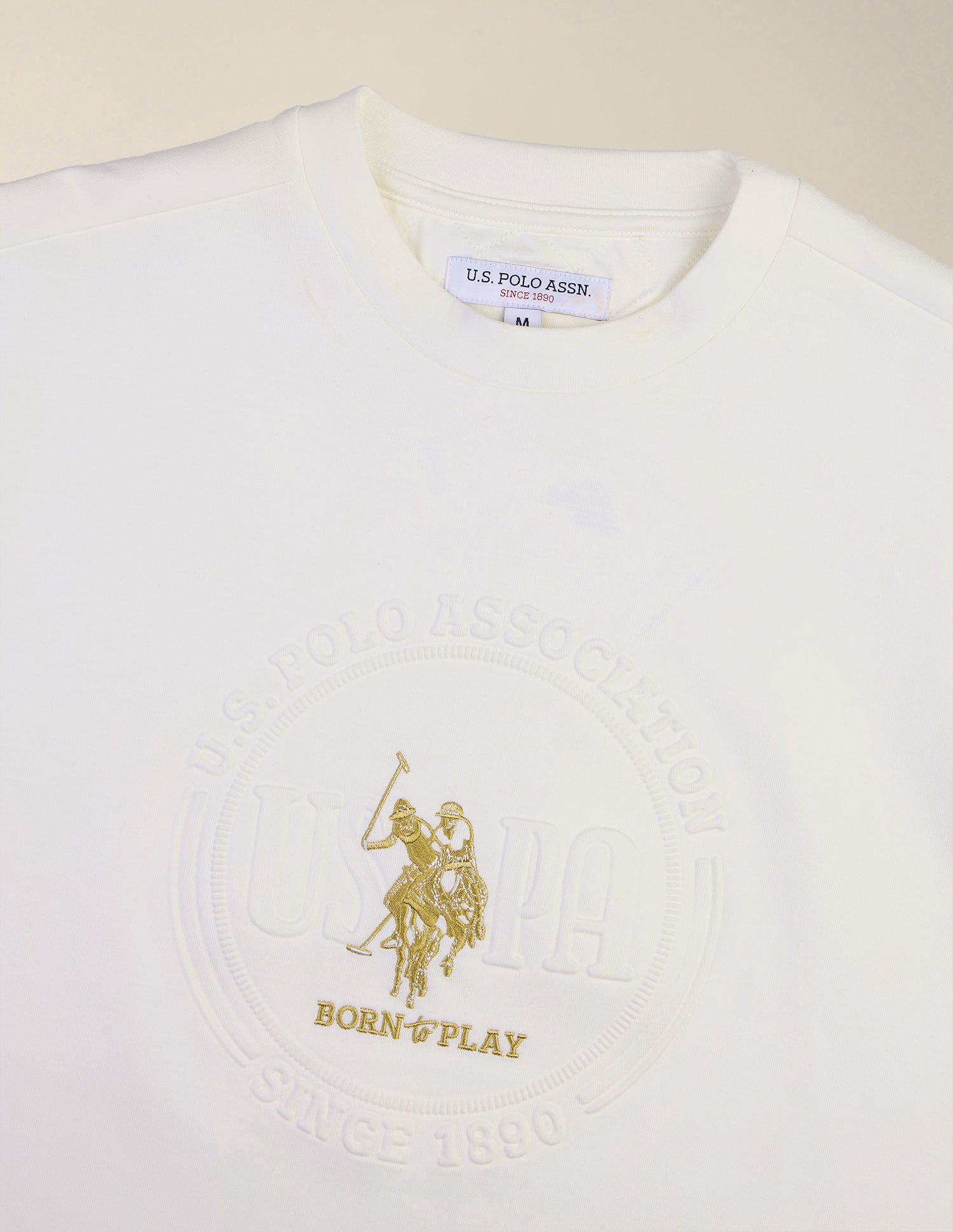 Brand Embossed Slim Fit Sweatshirt Off White - U.S. Polo Assn. India | Large