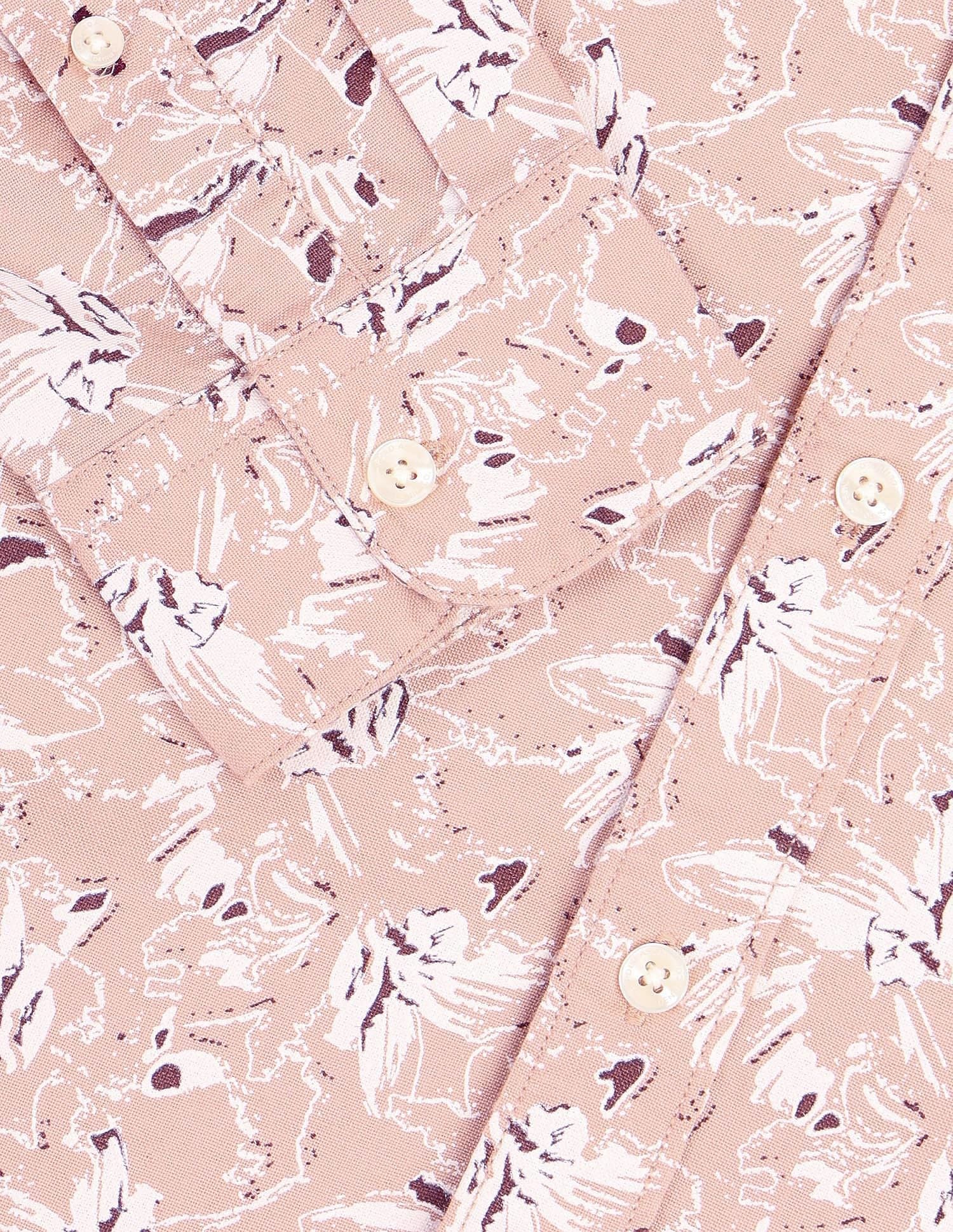 Regular Fit Dobby Printed Shirt Light Brown - U.S. POLO ASSN. | Large