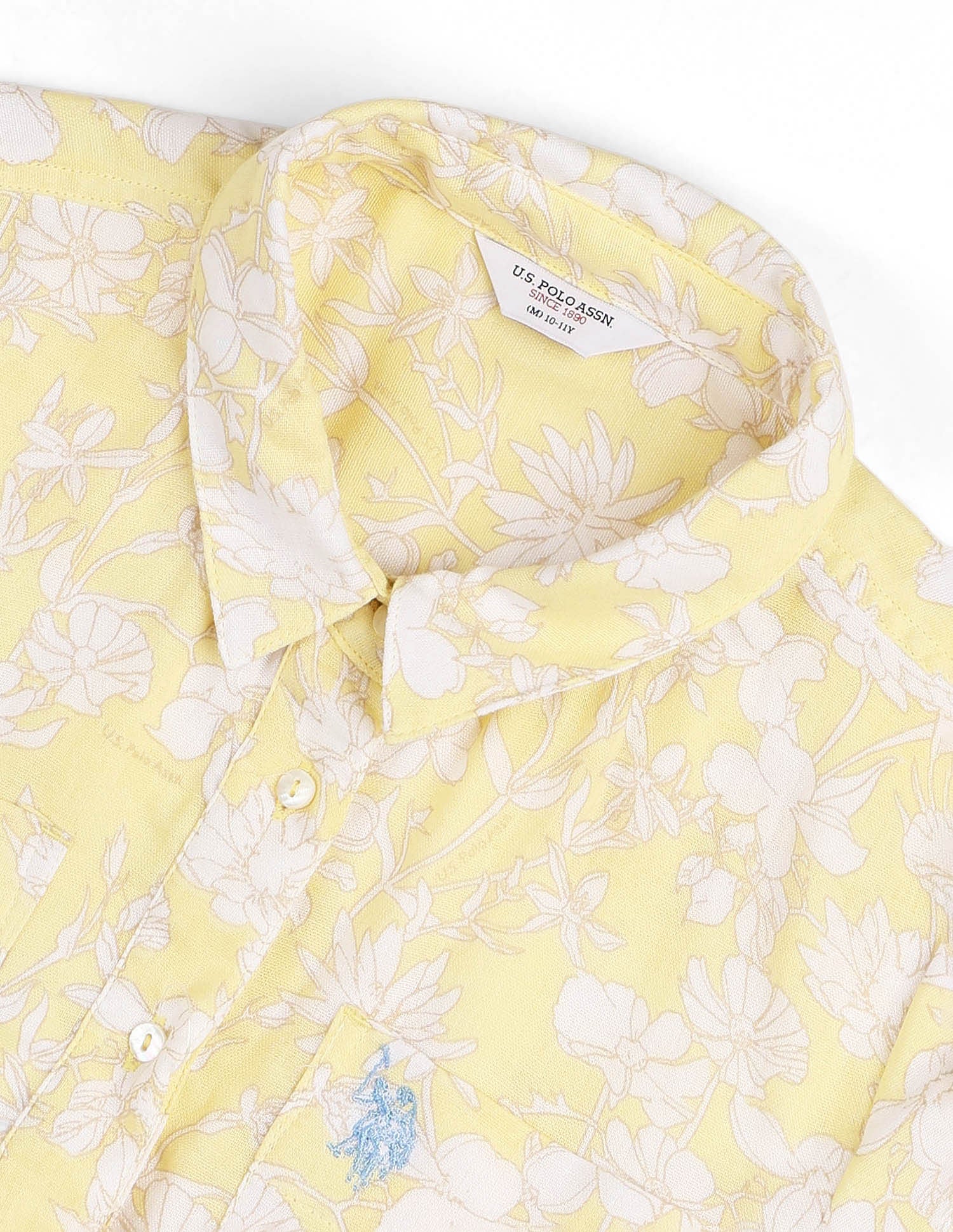 Girls Floral Printed Fit & Flare Dress Light Yellow - U.S. Polo Assn. India | Large