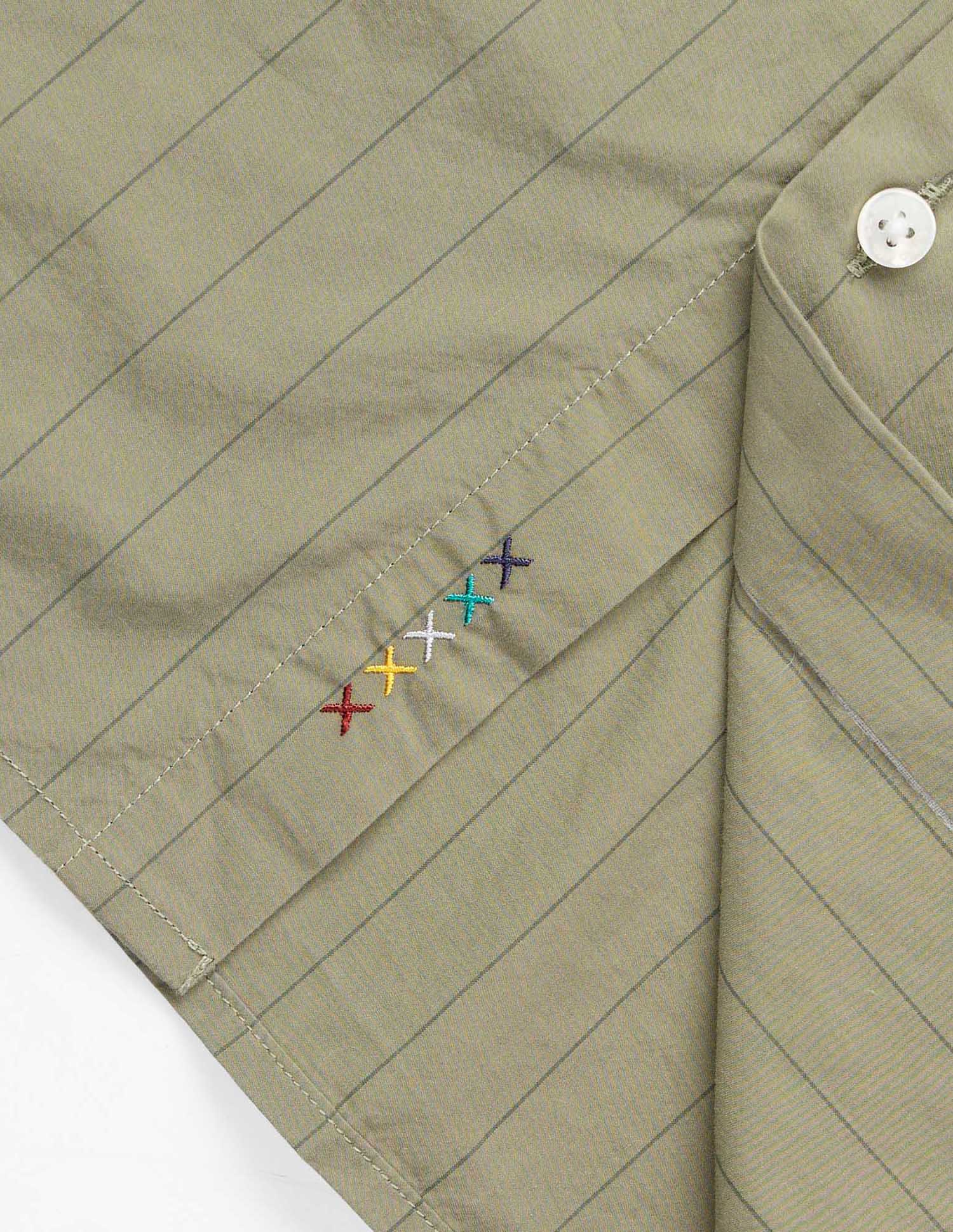 Pacho X Vertical Striped Tailored Fit Shirt Light Olive - U.S. POLO ASSN. | Large