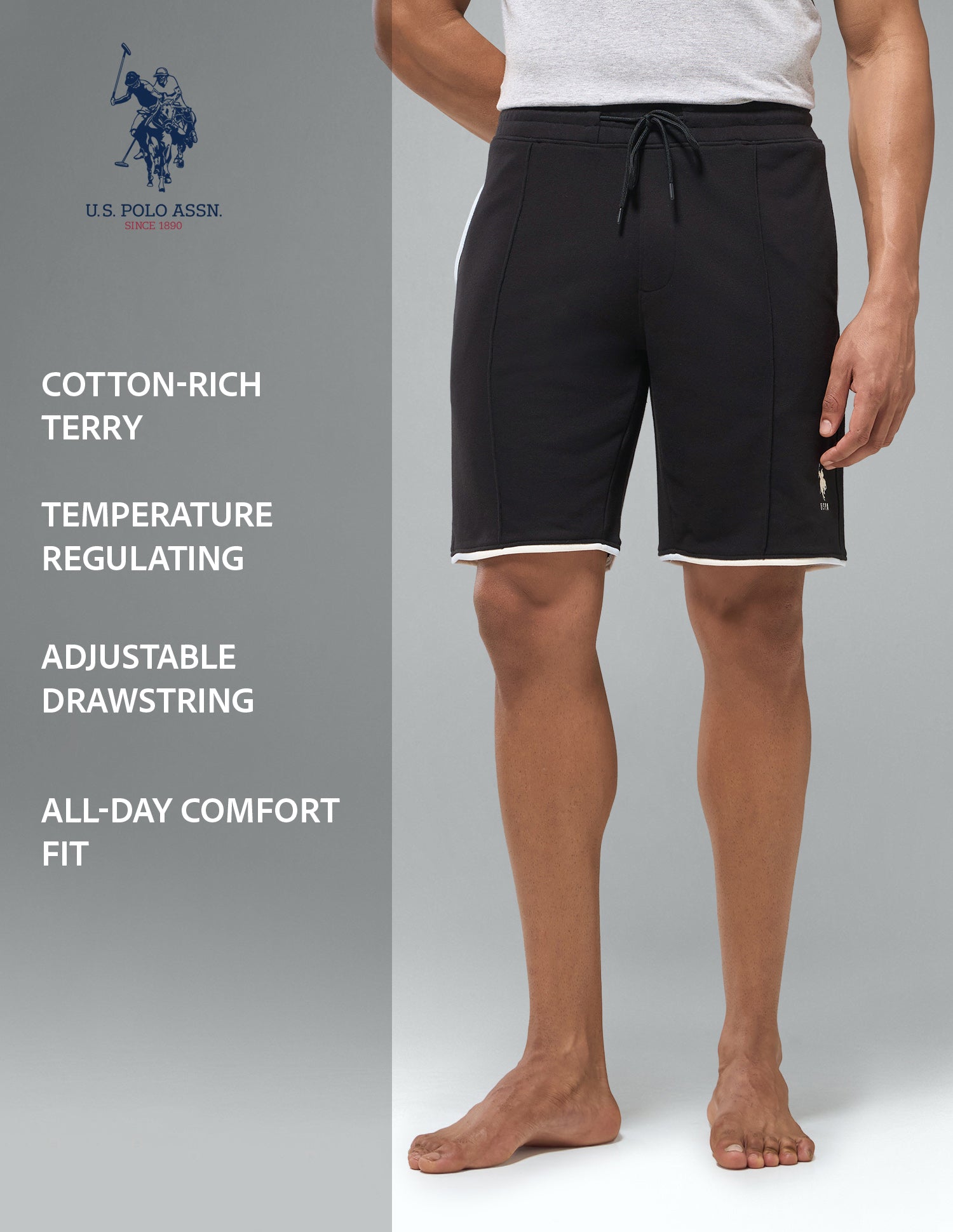 Temperature Regulating OES12 Lounge Shorts Black - U.S. Polo Assn. India | Large
