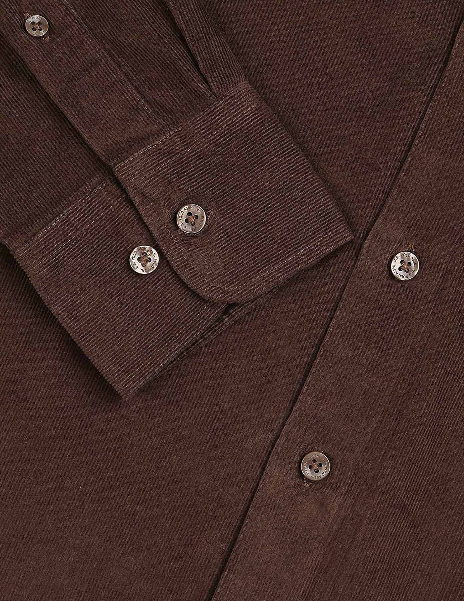 Corduroy Tailored Fit Shirt Brown - U.S. POLO ASSN. | Large
