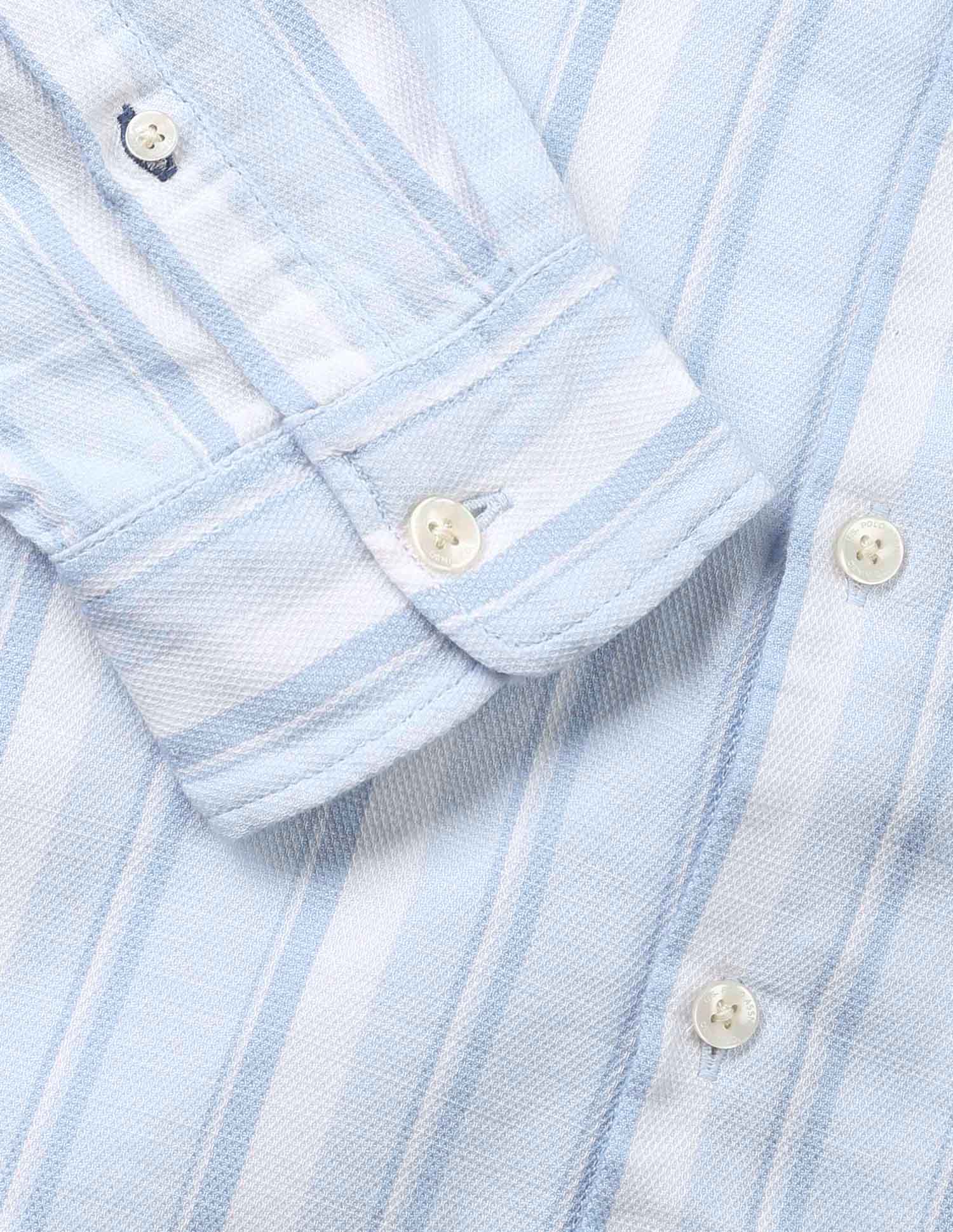 Vertical Striped Cotton Dobby Shirt Light Blue - U.S. Polo Assn. India | Large