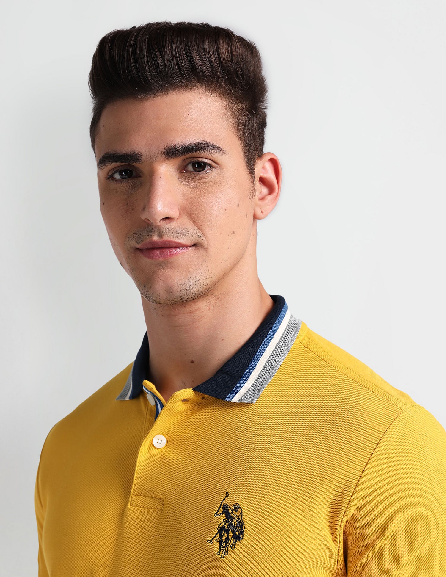 Muscle Fit Solid Polo Shirt Yellow - U.S. Polo Assn. India | Large