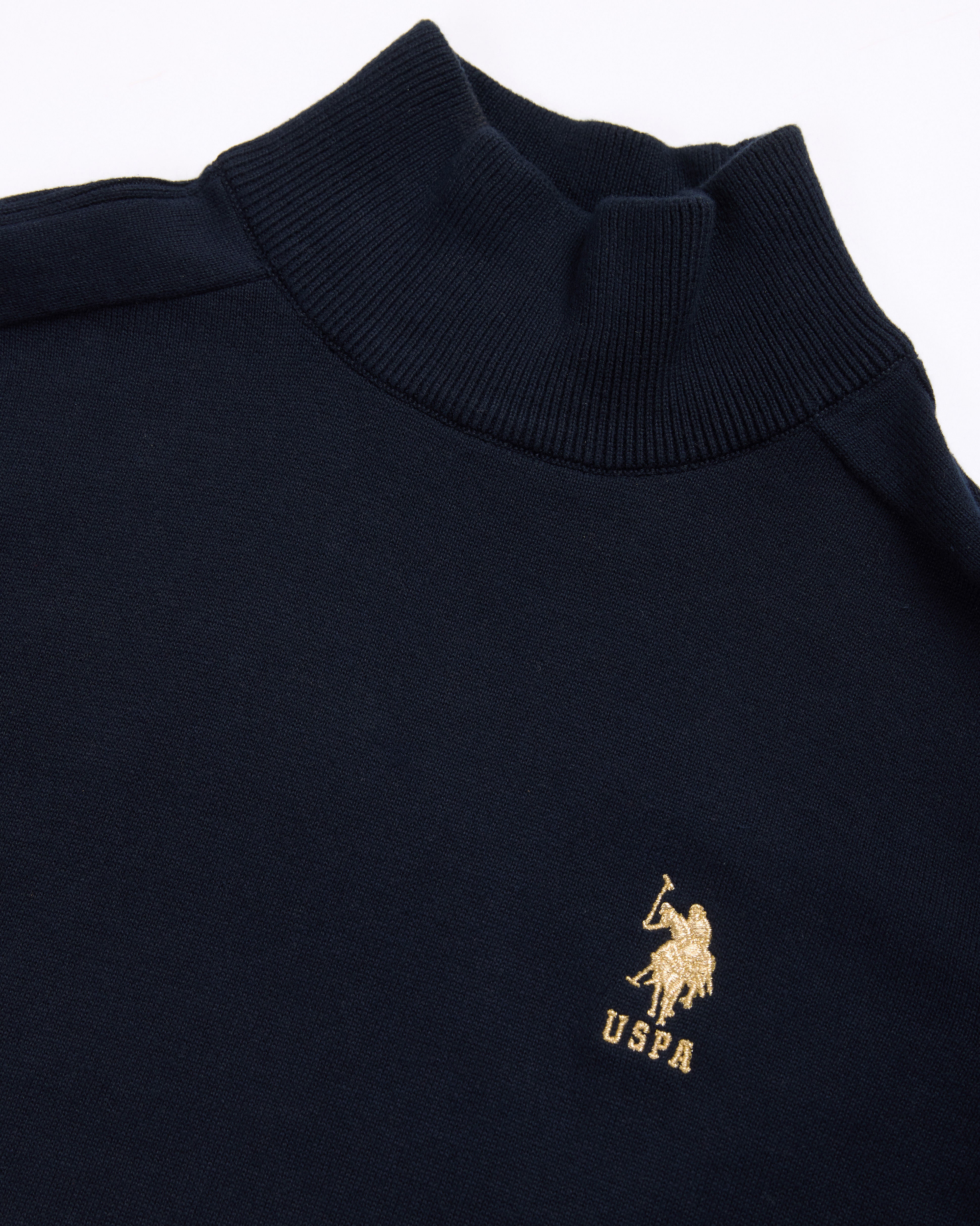 High Neck Cotton Sweater Navy - U.S. Polo Assn. India | Large