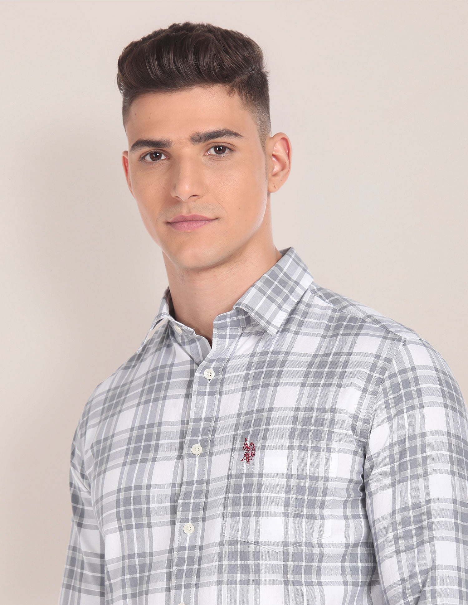 Premium Cotton Tartan Check Shirt Grey - U.S. POLO ASSN. | Large