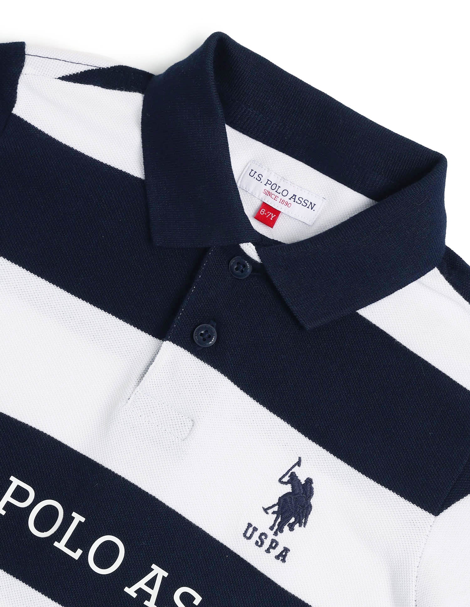 Boys Horizontal Striped Regular Fit Polo Shirt Navy - U.S. POLO ASSN. | Large