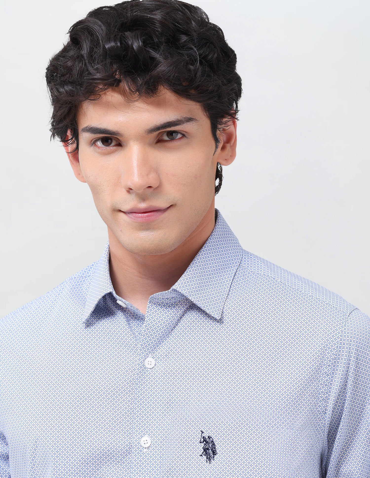 Geometric Printed Poplin Shirt Blue - U.S. Polo Assn. India | Large