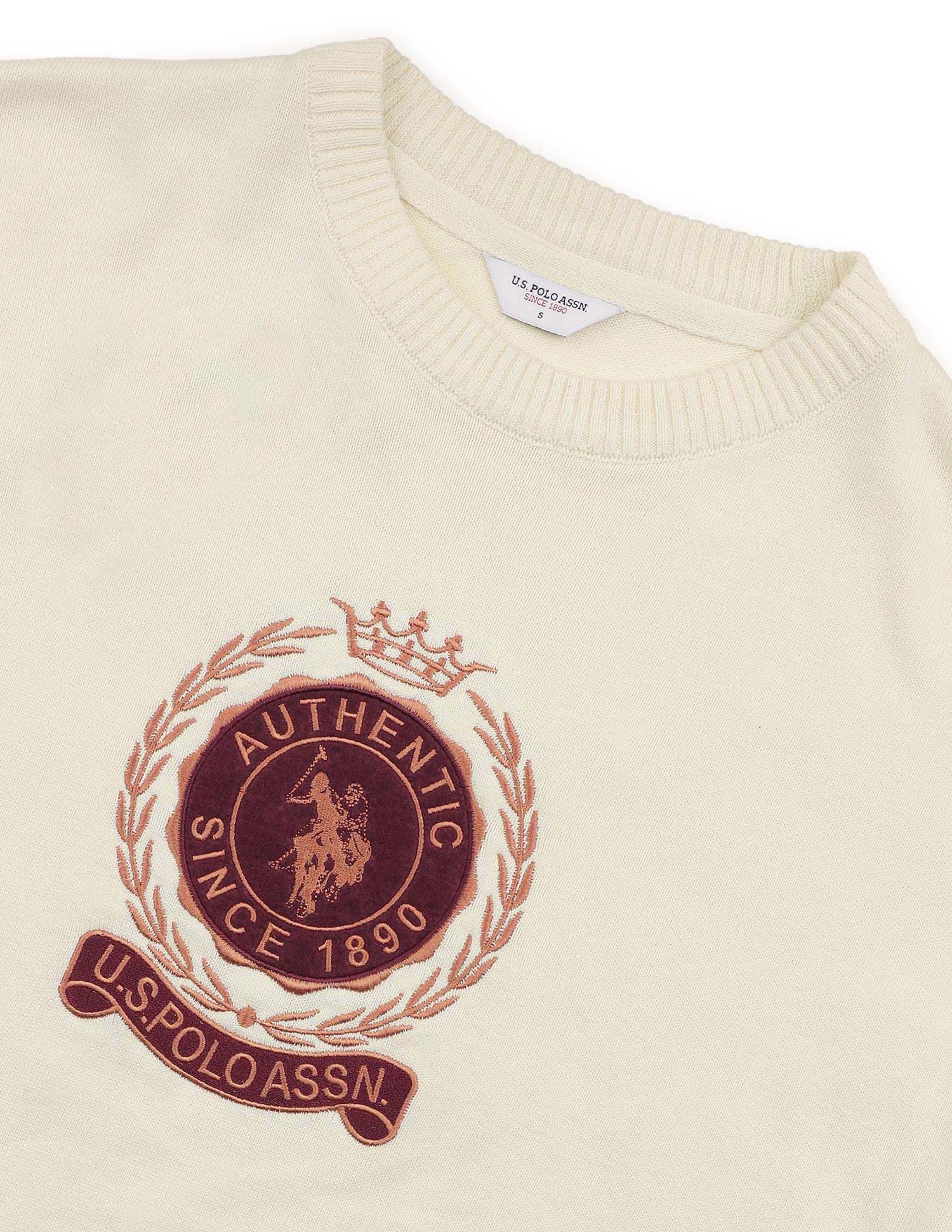 Drop Shoulder Relaxed Fit Sweater Off White - U.S. POLO ASSN. | Large