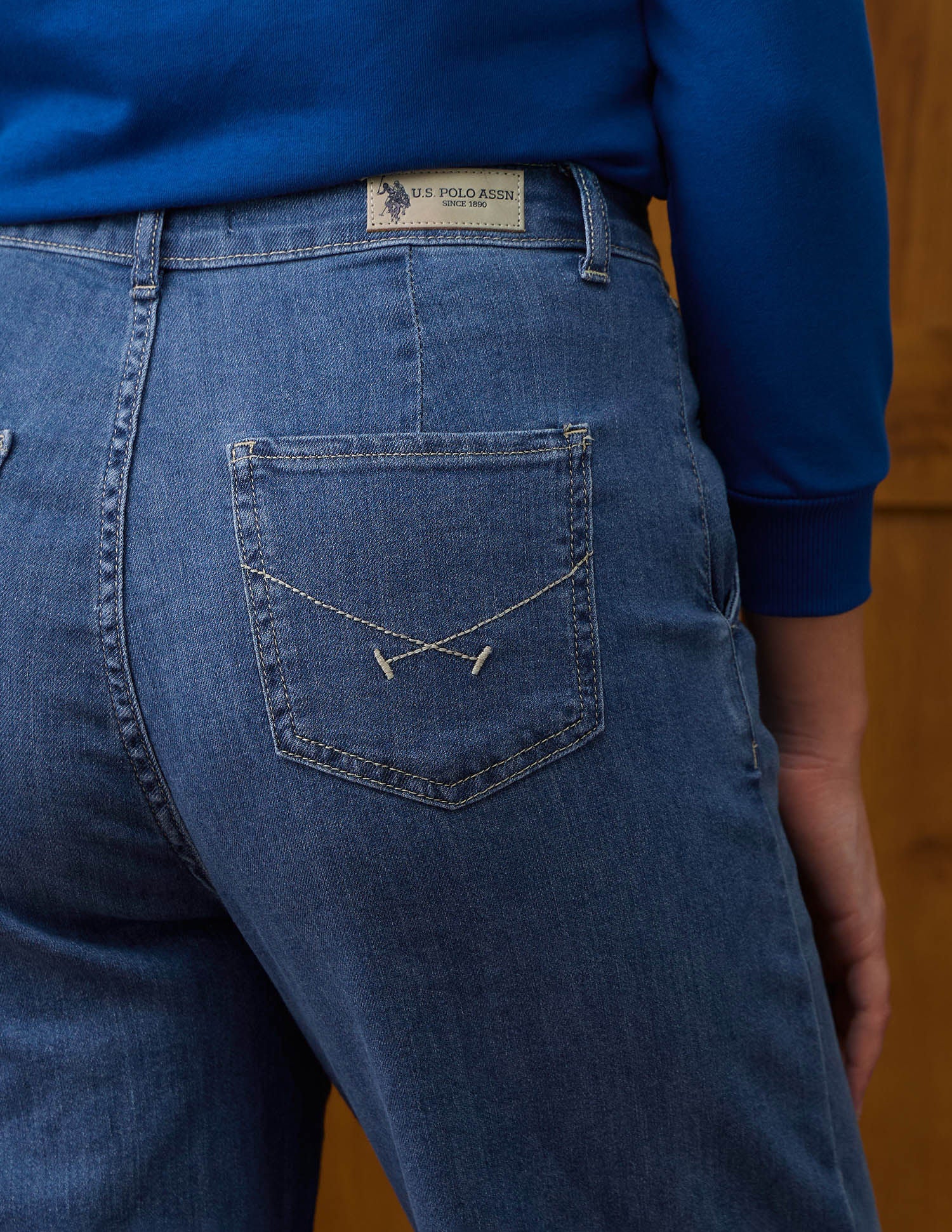 High Rise Wide Leg Fit Jeans Blue - U.S. POLO ASSN. | Large