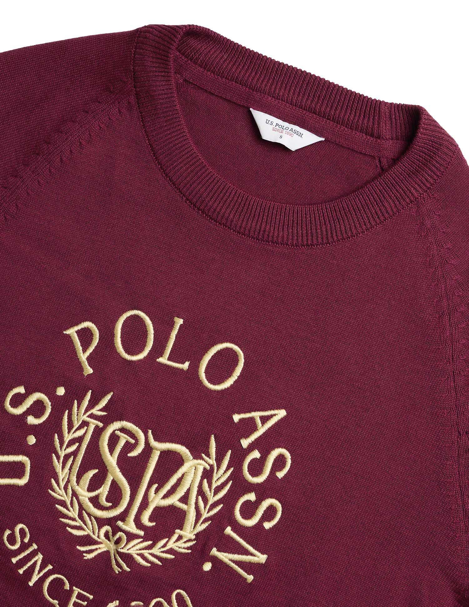 Brand Printed Raglan Fit Sweater Brown - U.S. POLO ASSN. | Large