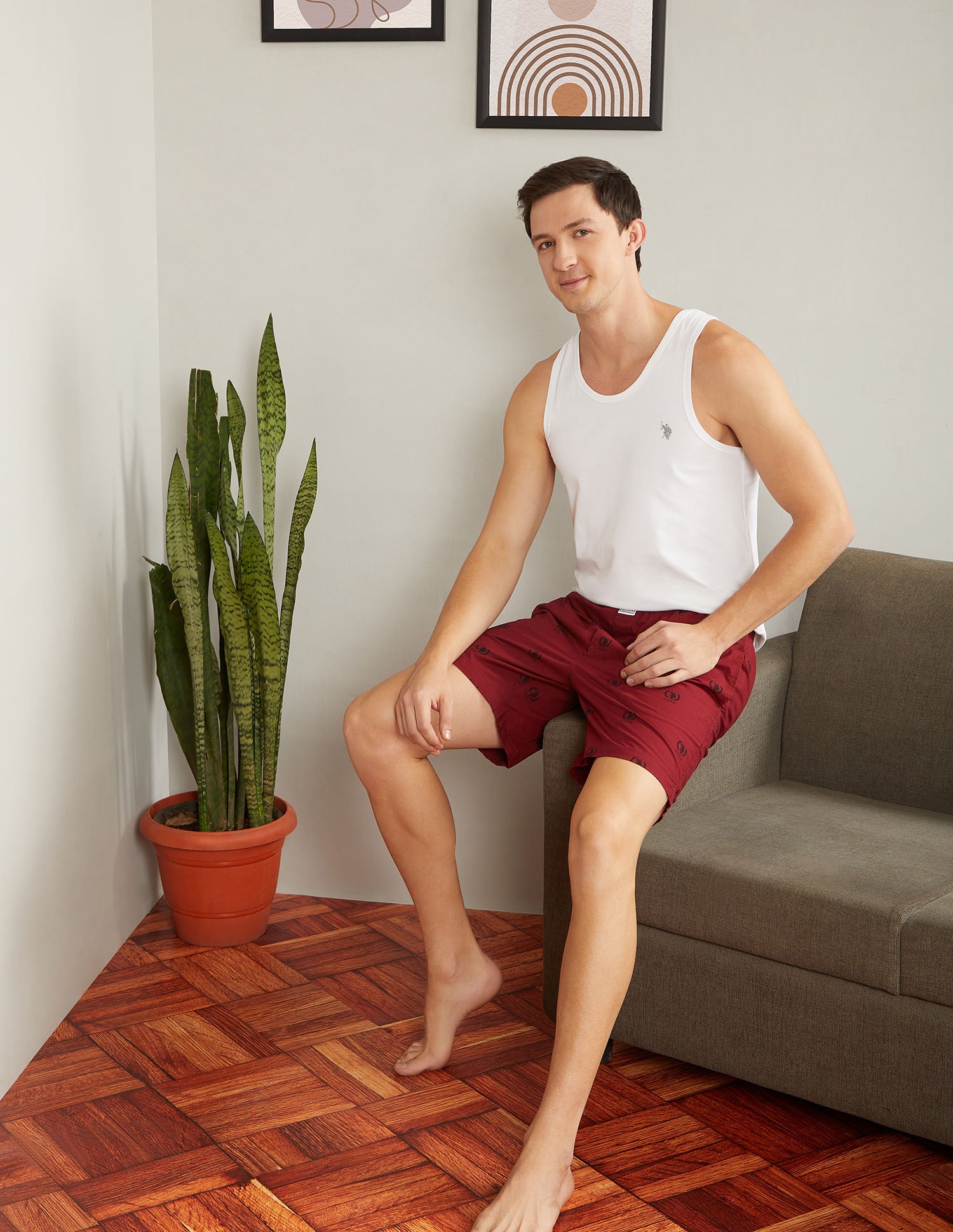 Pure Cotton Printed I600 Boxers - Pack Of 1 Maroon - U.S. POLO ASSN. | Large