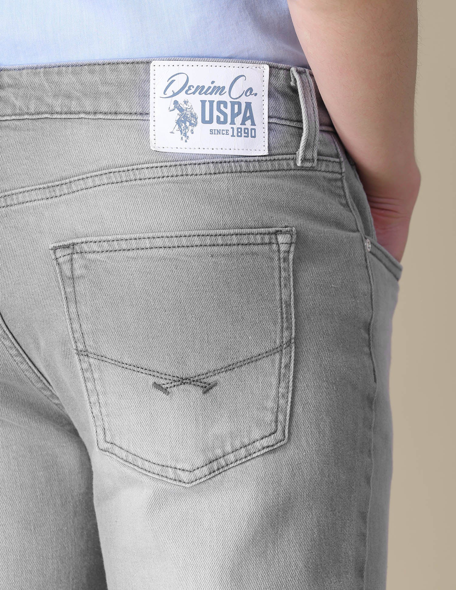 Harold Slim Straight Fit Grey Jeans Light Grey - U.S. POLO ASSN. | Large