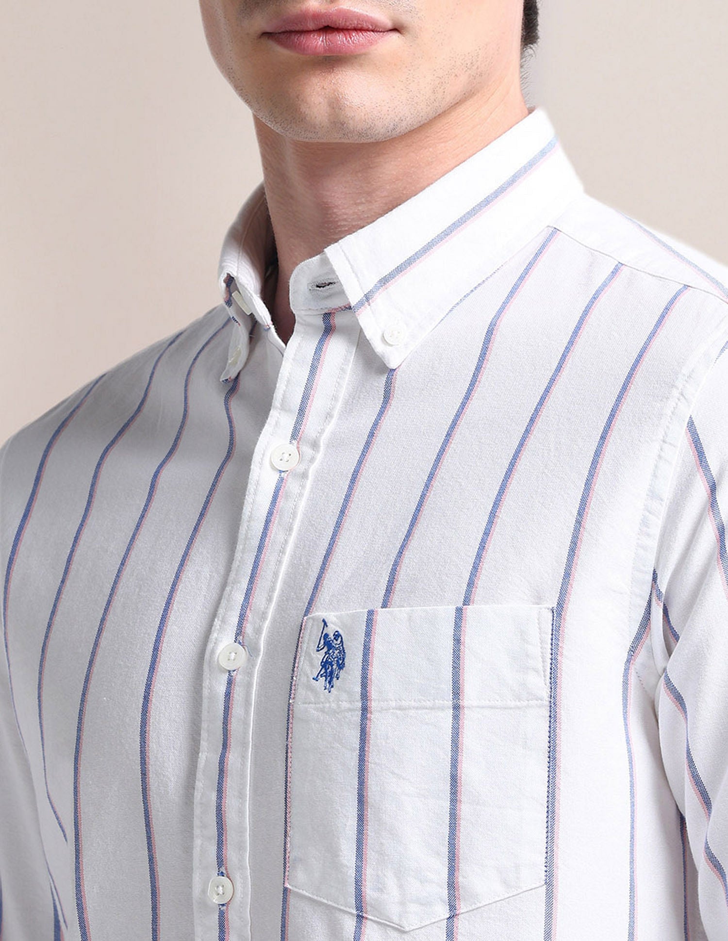 Button-Down Collar Cotton Shirt White - U.S. Polo Assn. India | Large