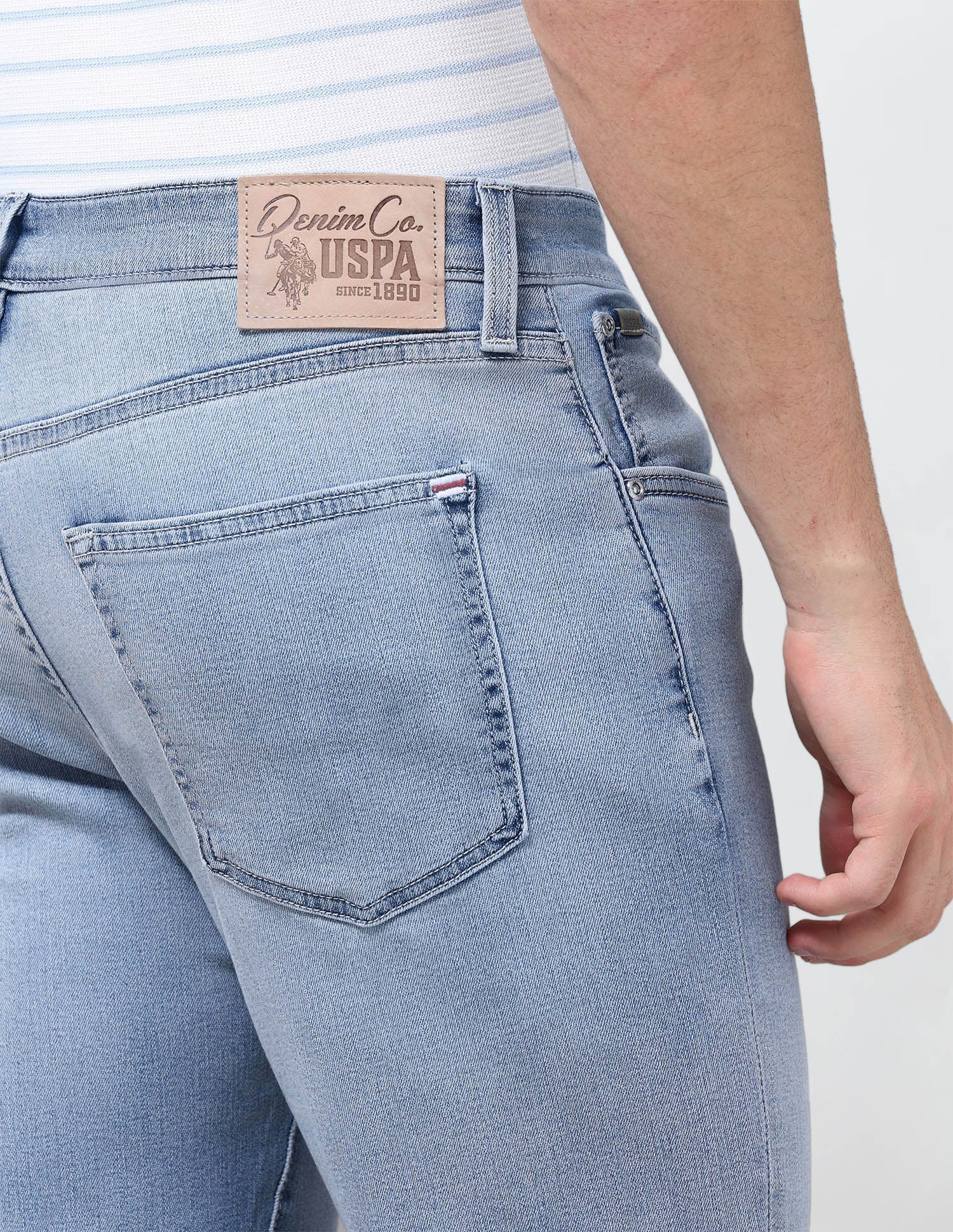 Pacho X Harold Slim Straight Fit Blue Jeans Mid Blue - U.S. Polo Assn. India | Large