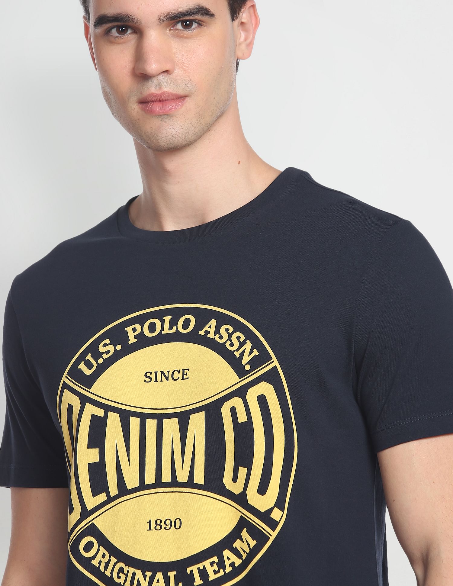 Circle Brand Print Cotton T-Shirt Navy - U.S. Polo Assn. India | Large