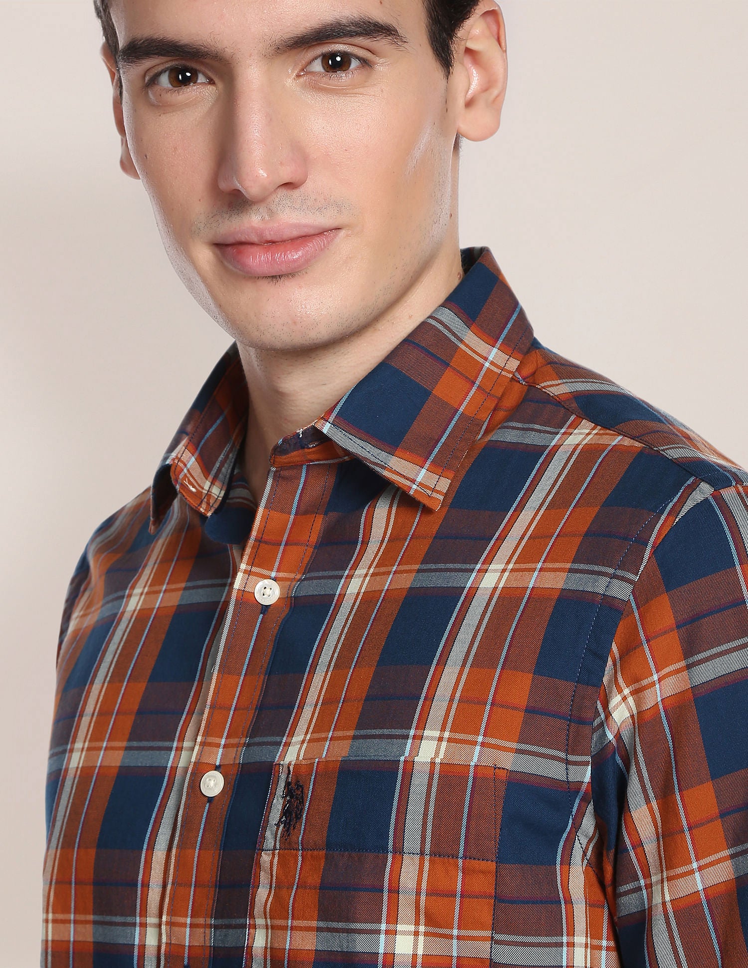 Plaid Check Twill Casual Shirt Rust - U.S. Polo Assn. India | Large