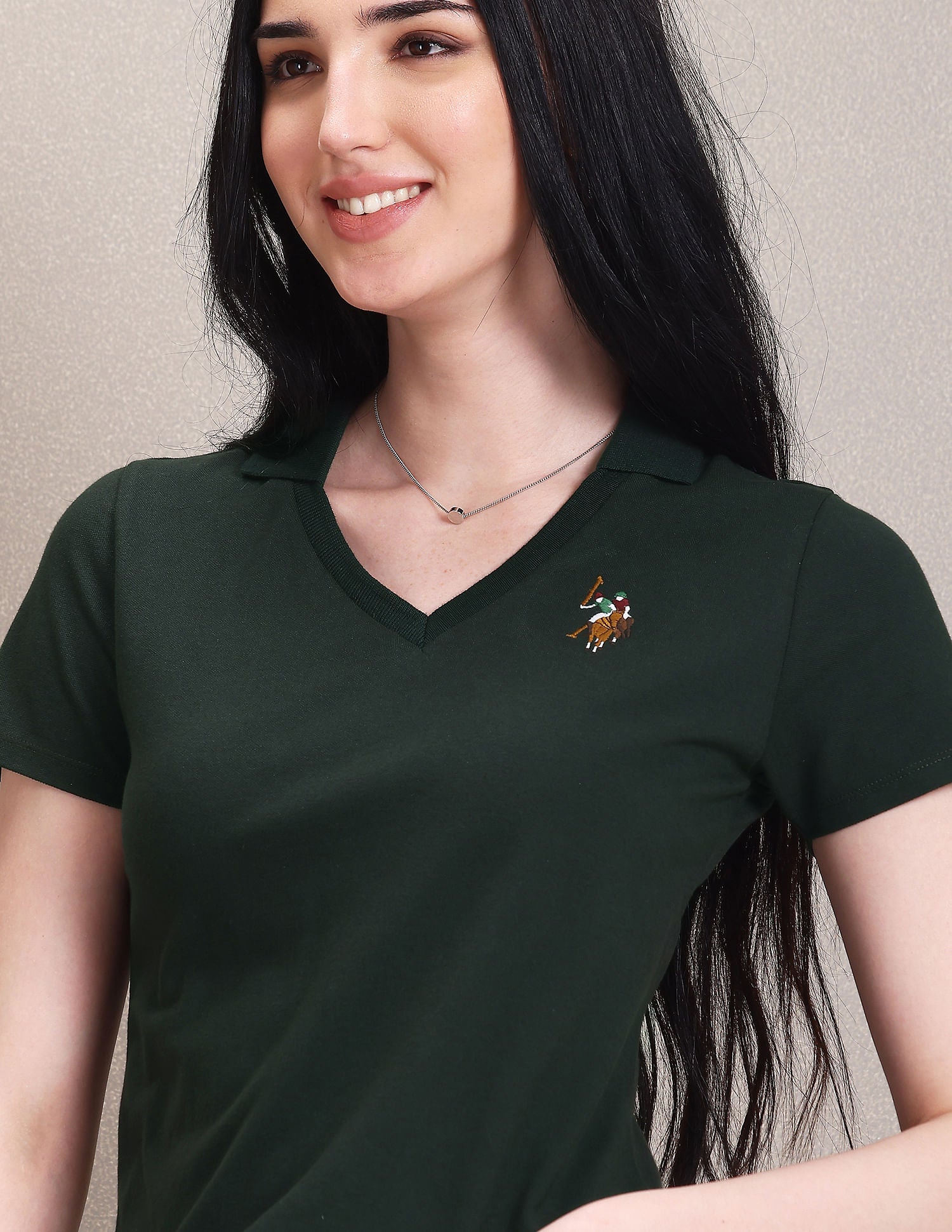 Notch Neck Pique Polo Shirt Dark Green - U.S. POLO ASSN. | Large