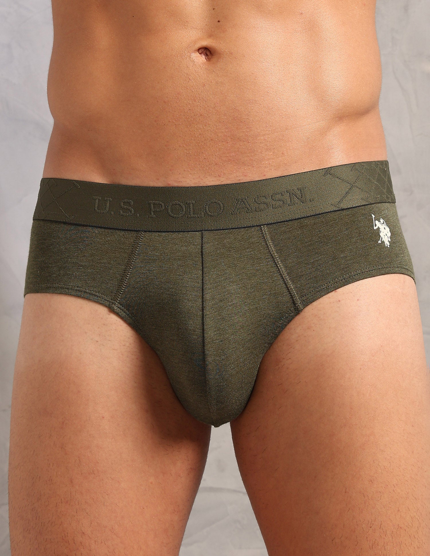 Breathable Bamboo Cotton PB006 Briefs - Pack Of 1 Olive Melange - U.S. POLO ASSN. | Large