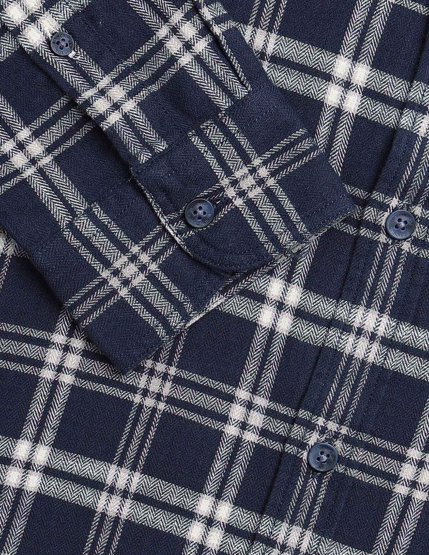 Tartan Checked Herringbone Shirt Navy - U.S. POLO ASSN. | Large
