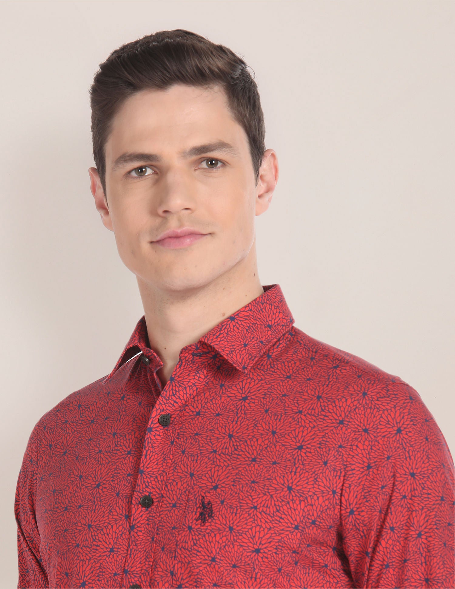 Spread Collar Graphic Print Shirt Vermilion - U.S. Polo Assn. India | Large