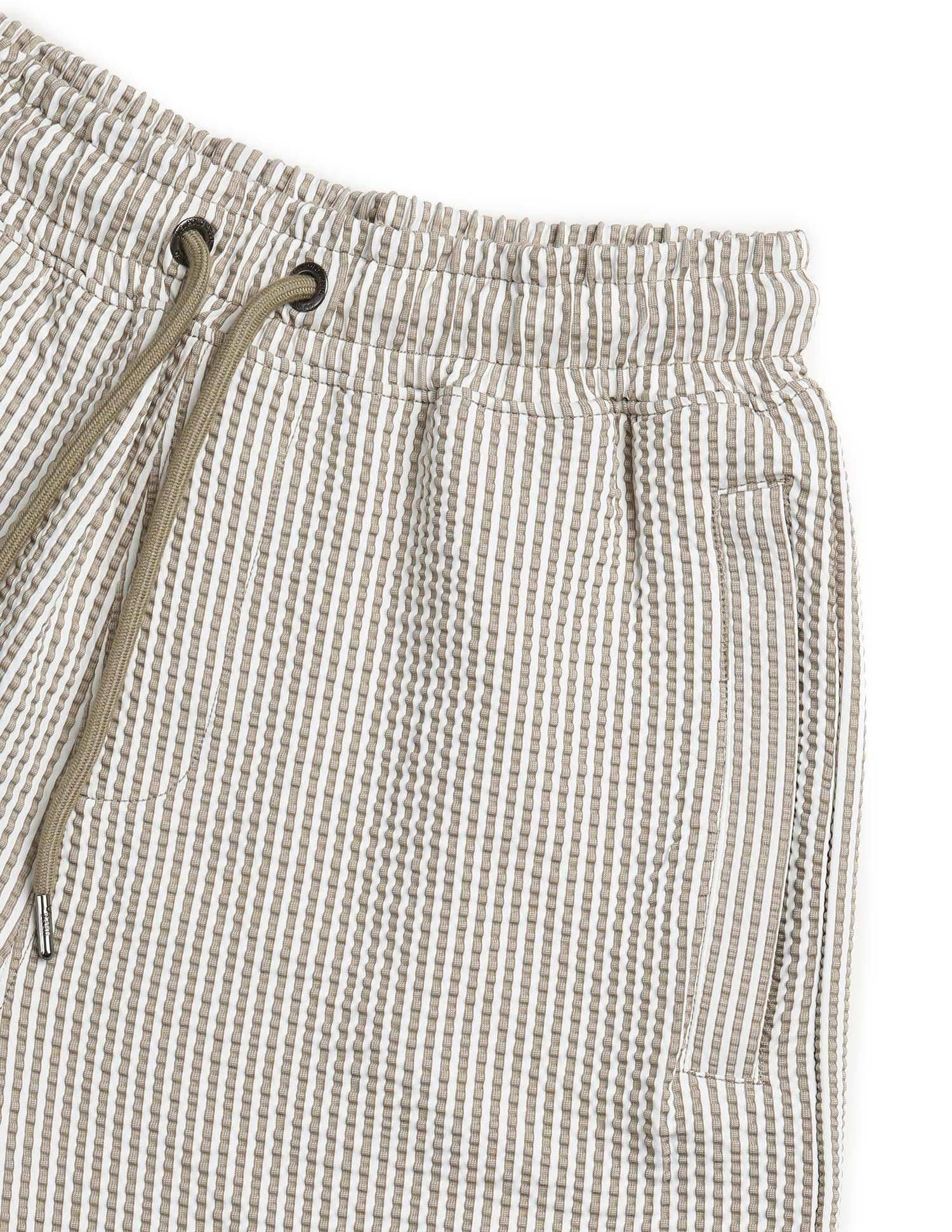 Vertical Striped Seersucker Shorts Khaki - U.S. Polo Assn. India | Large