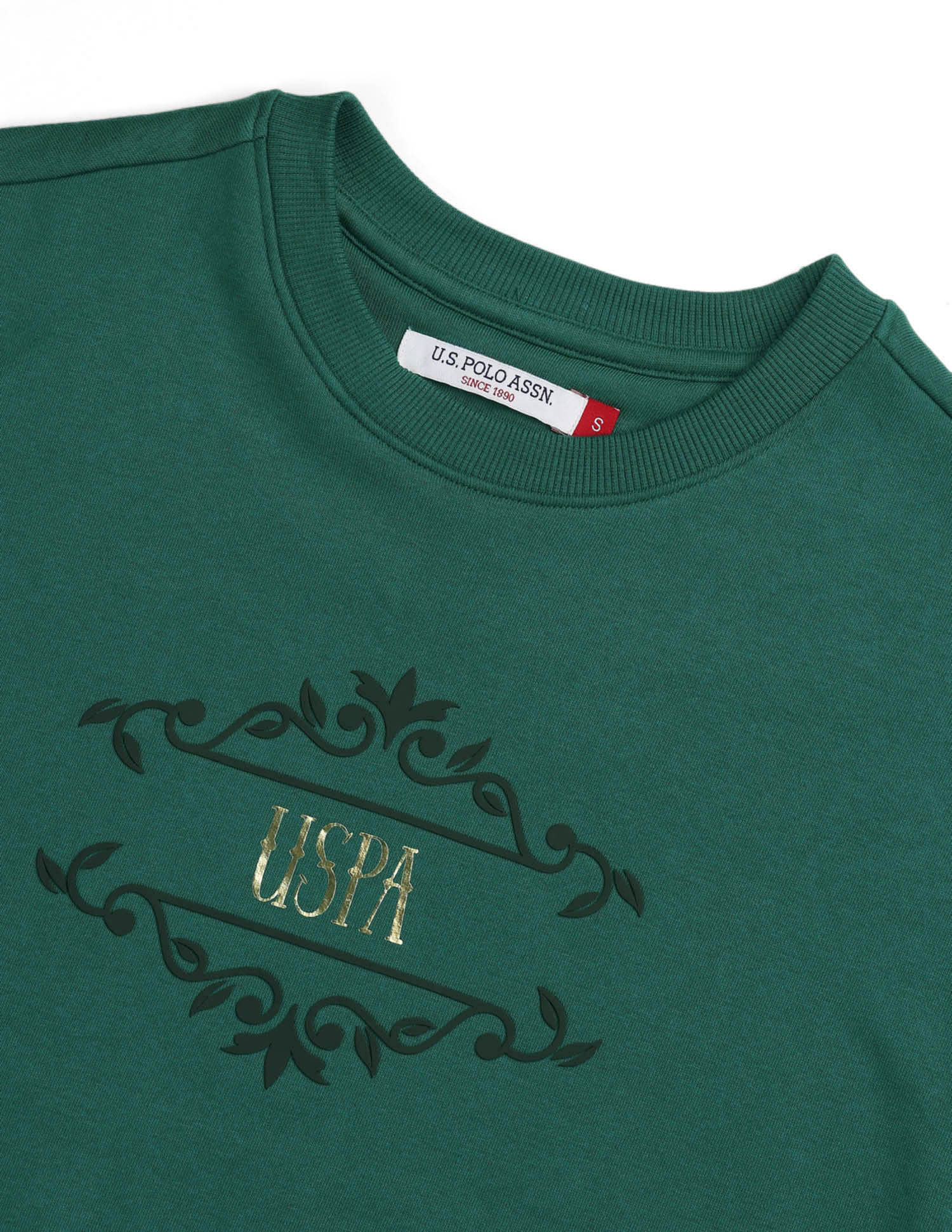 Drop Shoulder Brand Printed Sweatshirt Green - U.S. POLO ASSN. | Large