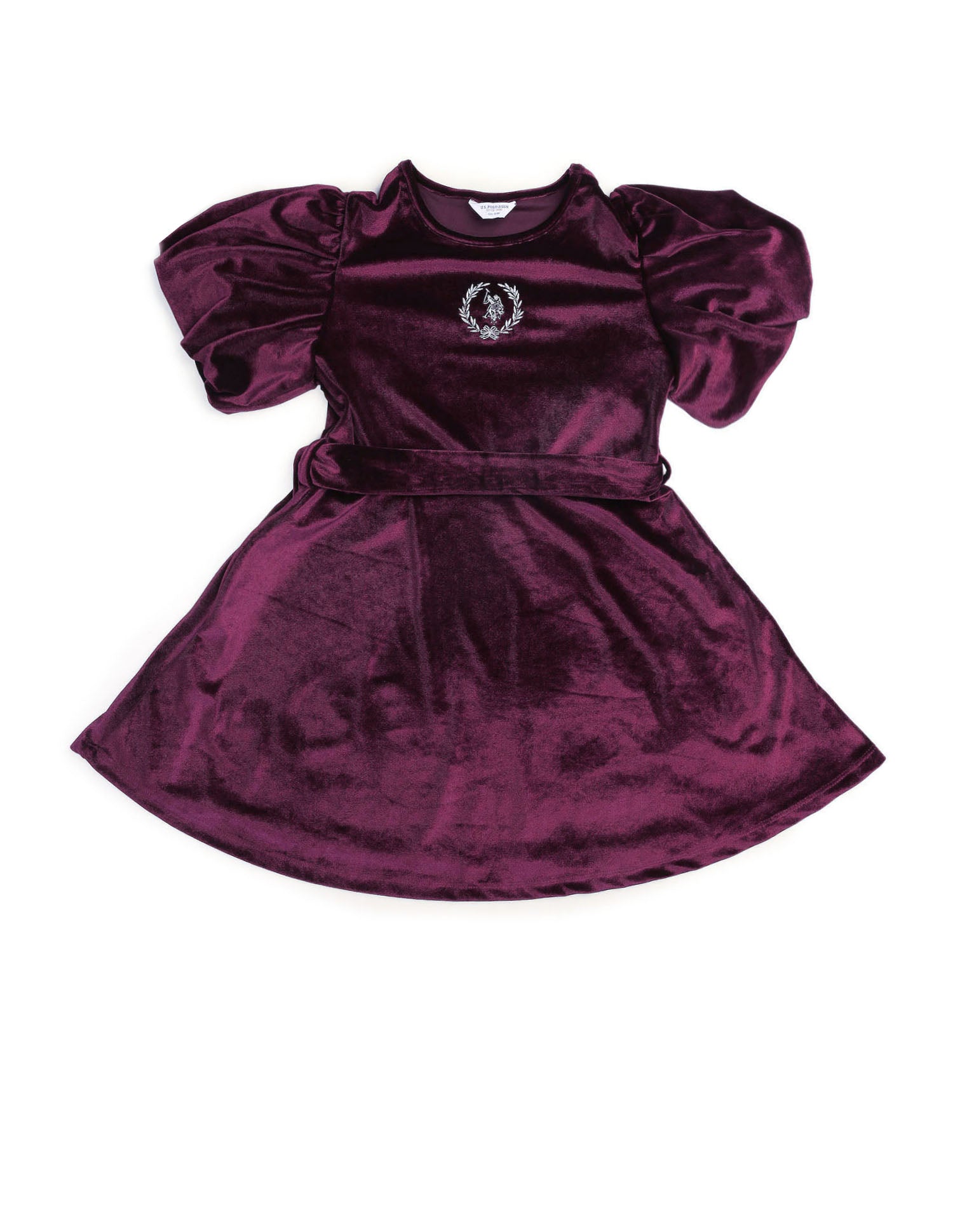 Girls Solid Fit & Flare Dress Maroon - U.S. POLO ASSN. | Large