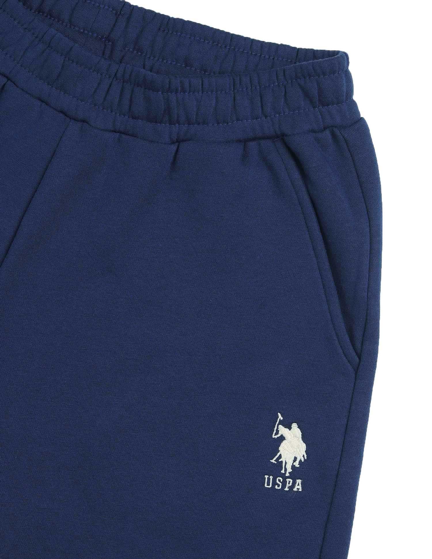 Wide Leg Fit Solid Trousers Blue - U.S. Polo Assn. India | Large