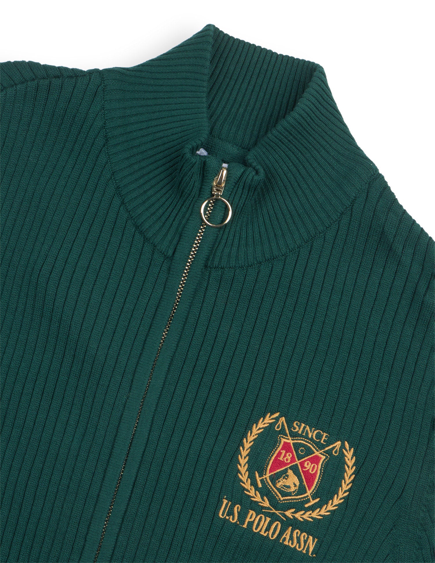 Vertical Striped Patterned Knit Fitted Sweater Dark Green - U.S. Polo Assn. India | Large