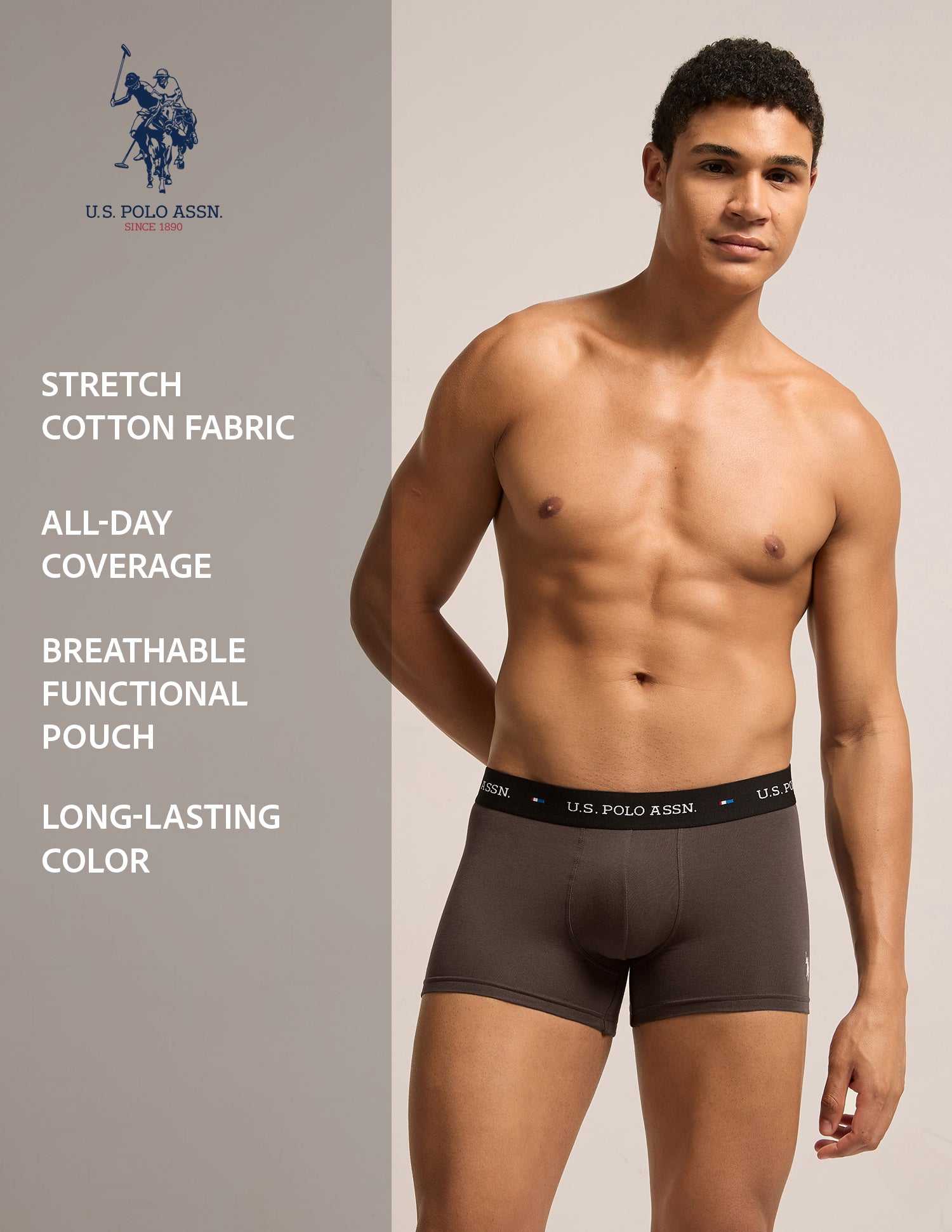 Breathable Cotton Stretch OET25 Trunks - Pack of 3 Navy|Curds|Black - U.S. Polo Assn. India | Large