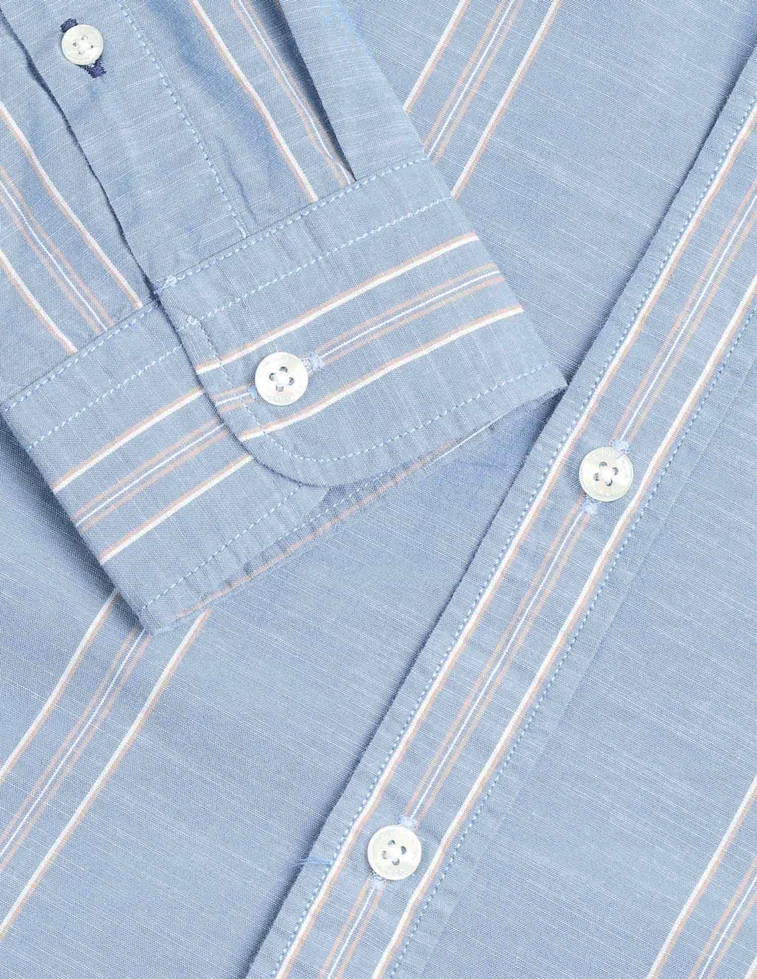 Vertical Striped Pure Cotton Shirt Blue - U.S. Polo Assn. India | Large