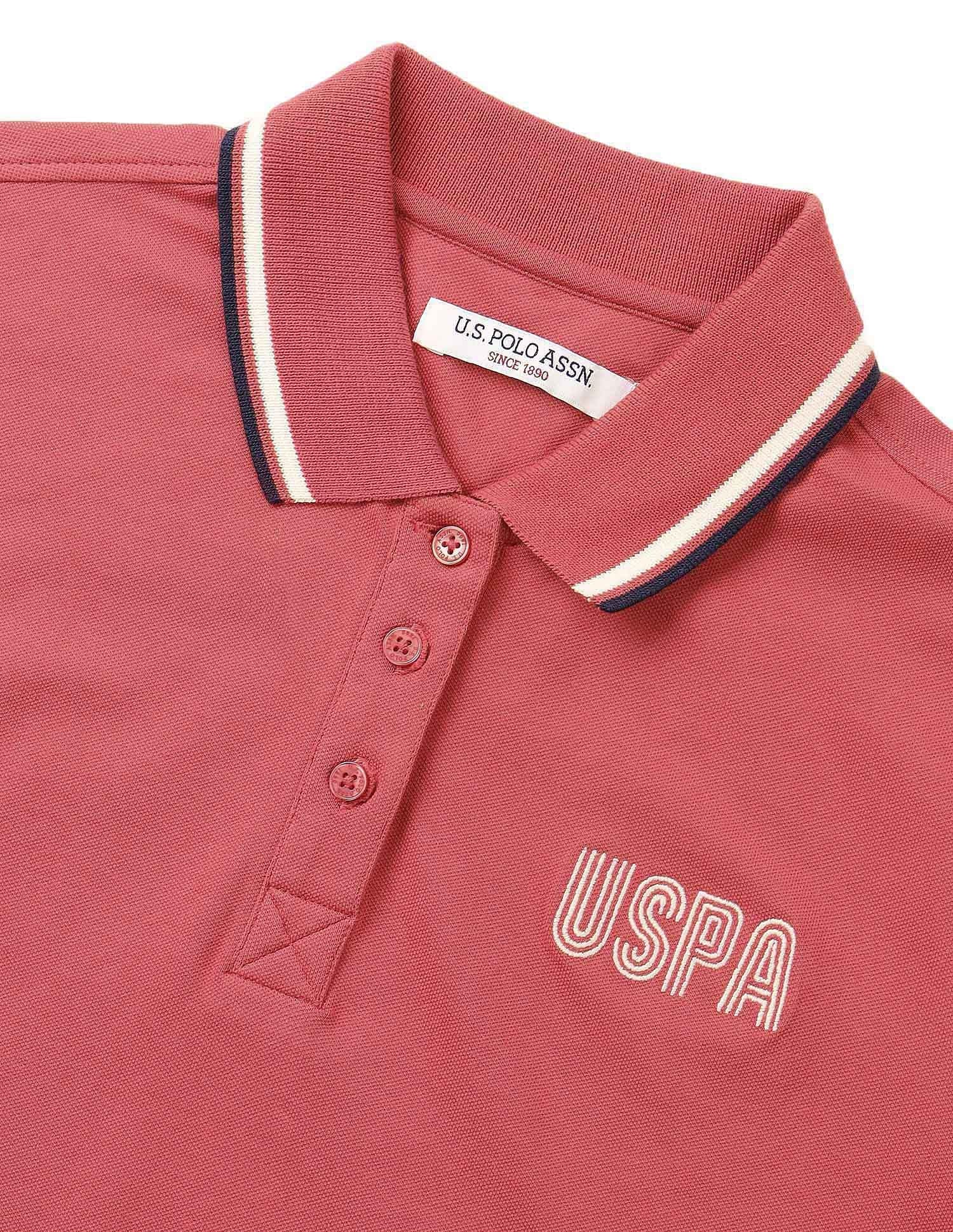 Tipped Collar Regular Fit Polo Shirt Pink - U.S. POLO ASSN. | Large