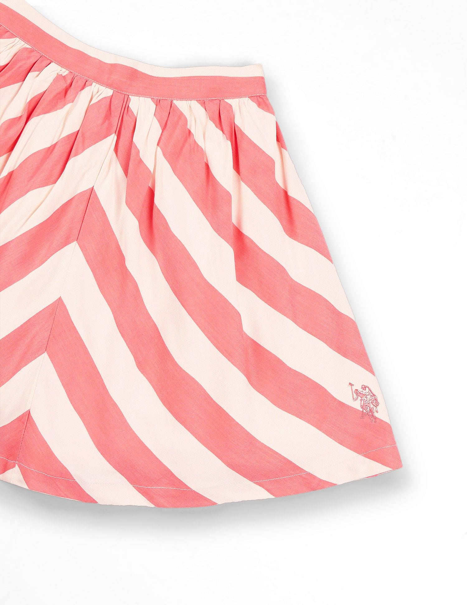 Girls Diagonal Striped Flared Skirt Coral - U.S. POLO ASSN. | Large