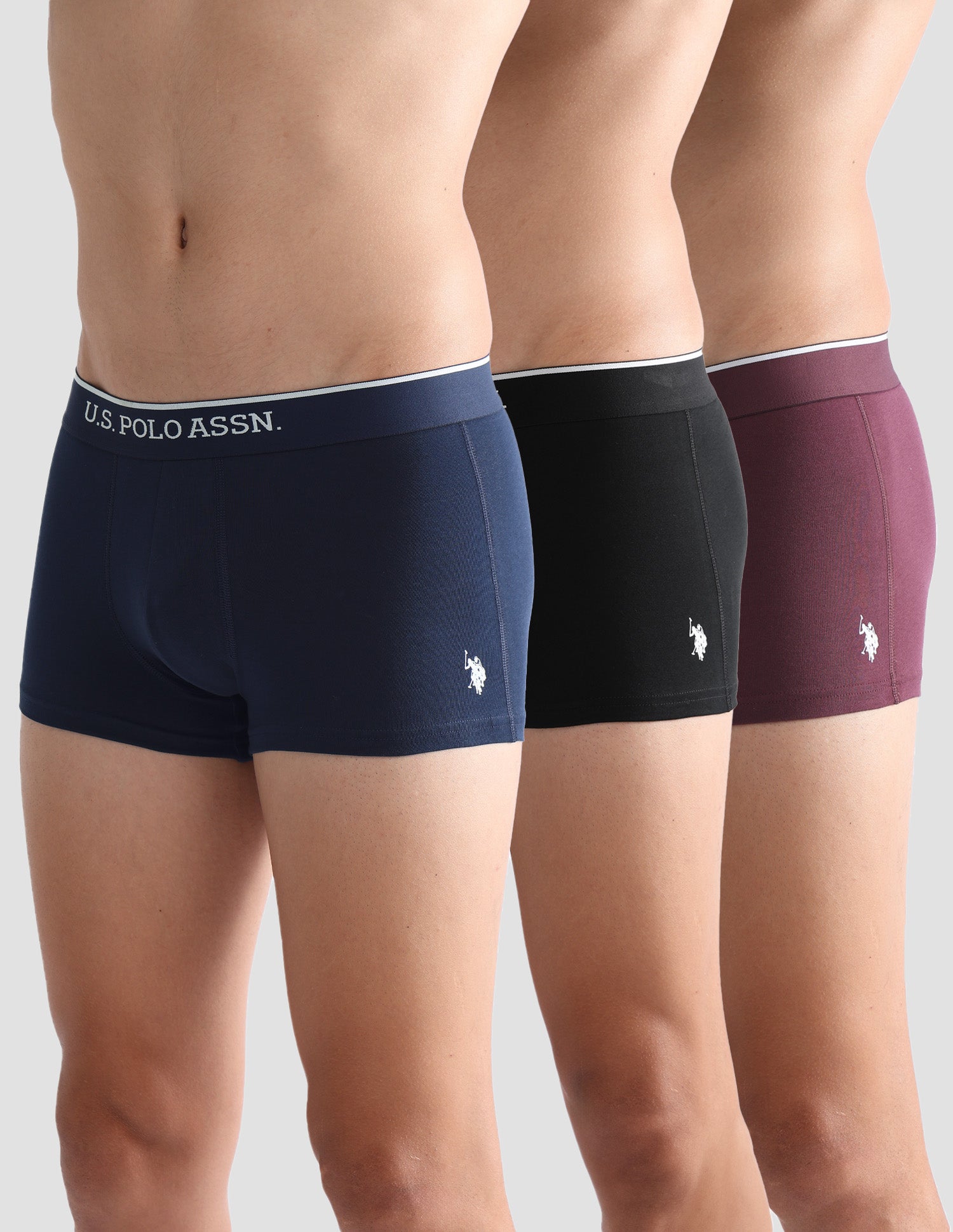 Antibacterial Solid ET004 Trunks - Pack Of 3 Black, Port Royal and Navy - U.S. POLO ASSN. | Large
