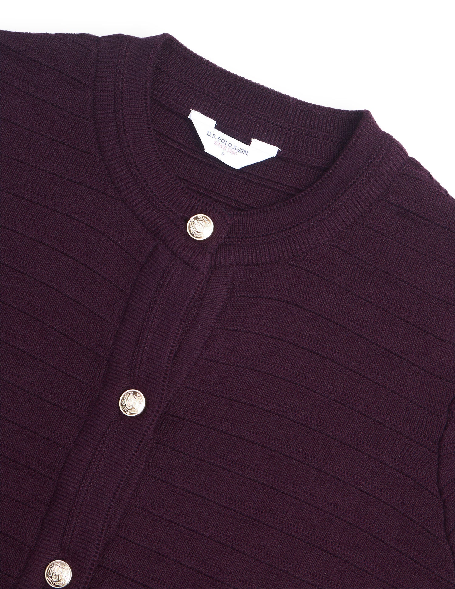 Patterned Knit Cardigan Sweater Wine - U.S. Polo Assn. India | Large