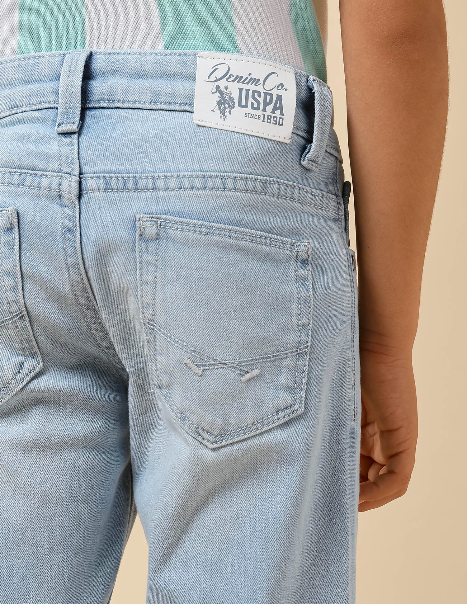 Boys Slim Fit Stone Washed Jeans Light Wash - U.S. POLO ASSN. | Large