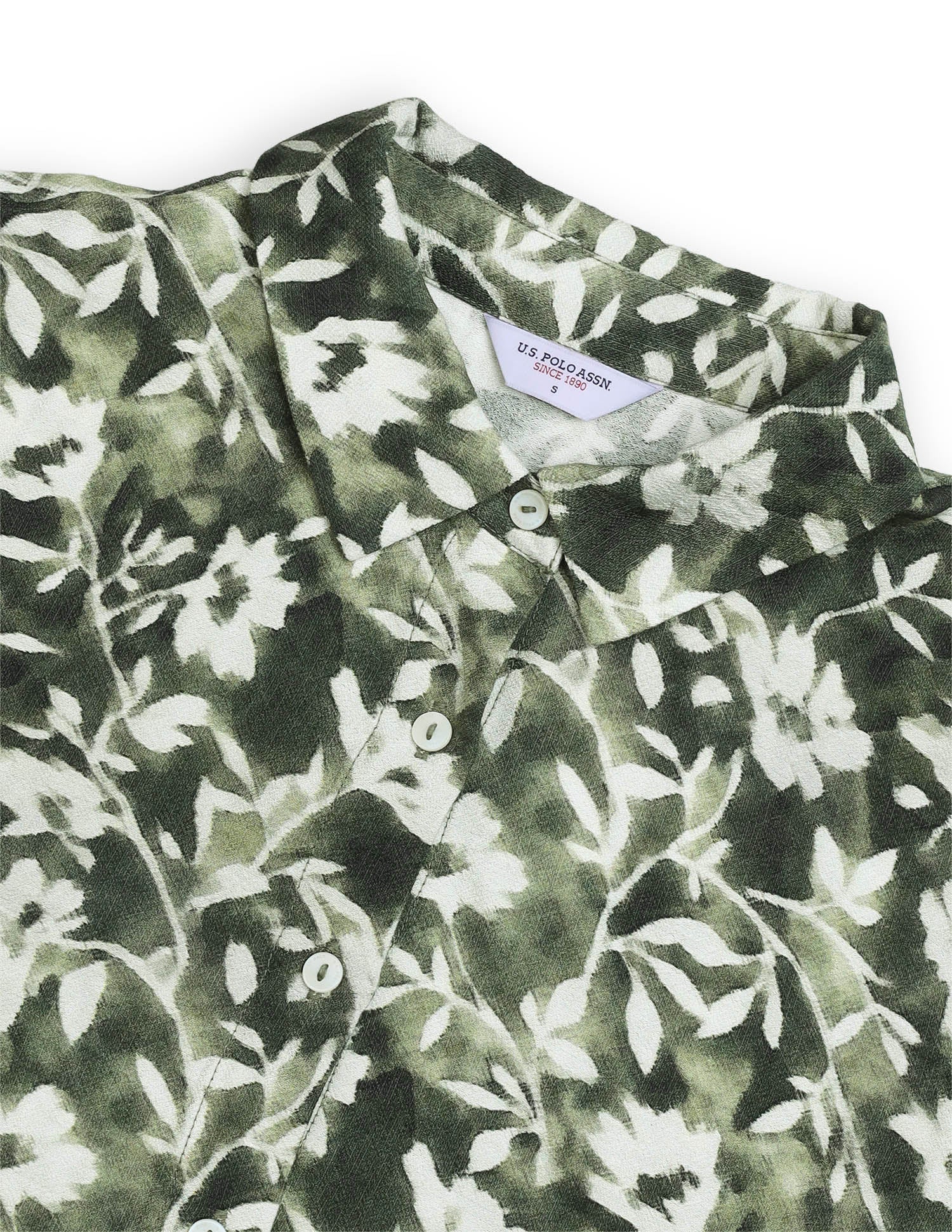 Floral Printed Regular Fit Shirt Olive - U.S. Polo Assn. India | Large
