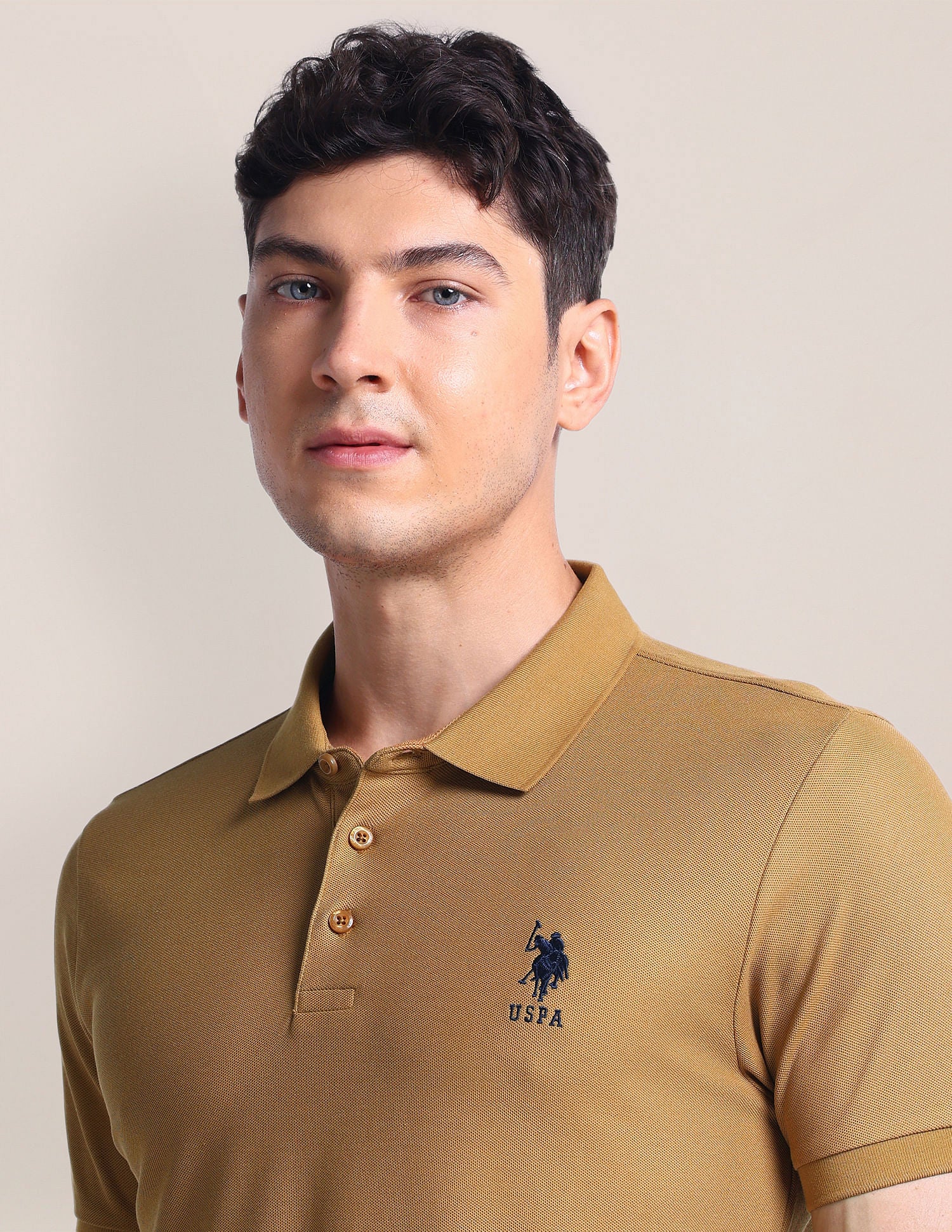 Solid Slim Fit Polo Shirt Mustard - U.S. Polo Assn. India | Large