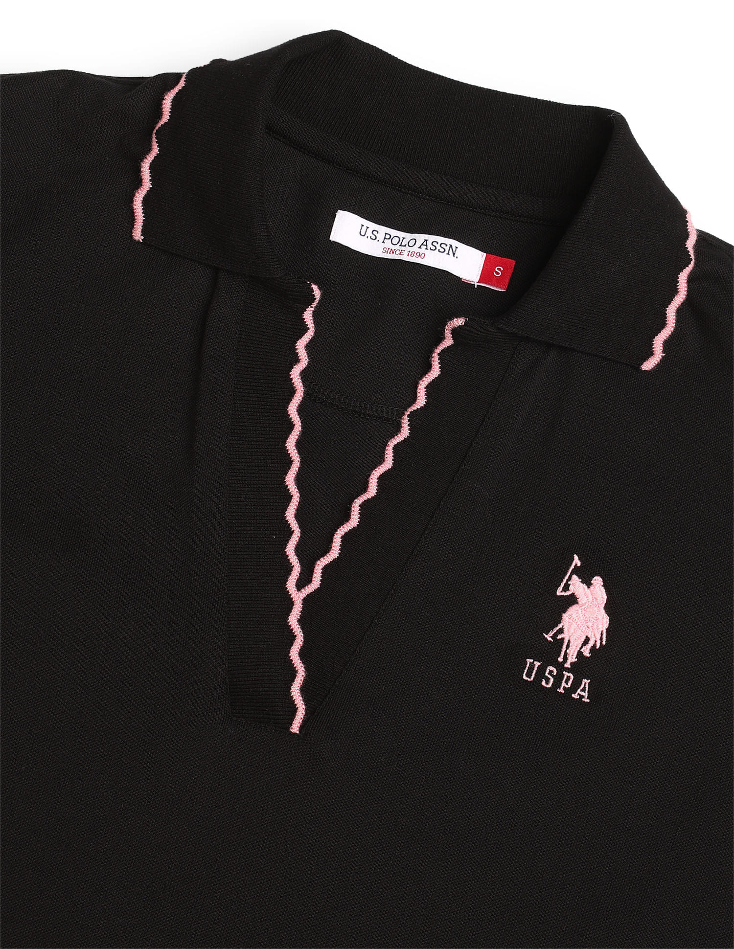 Regular Fit Textured Polo Shirt Black - U.S. Polo Assn. India | Large